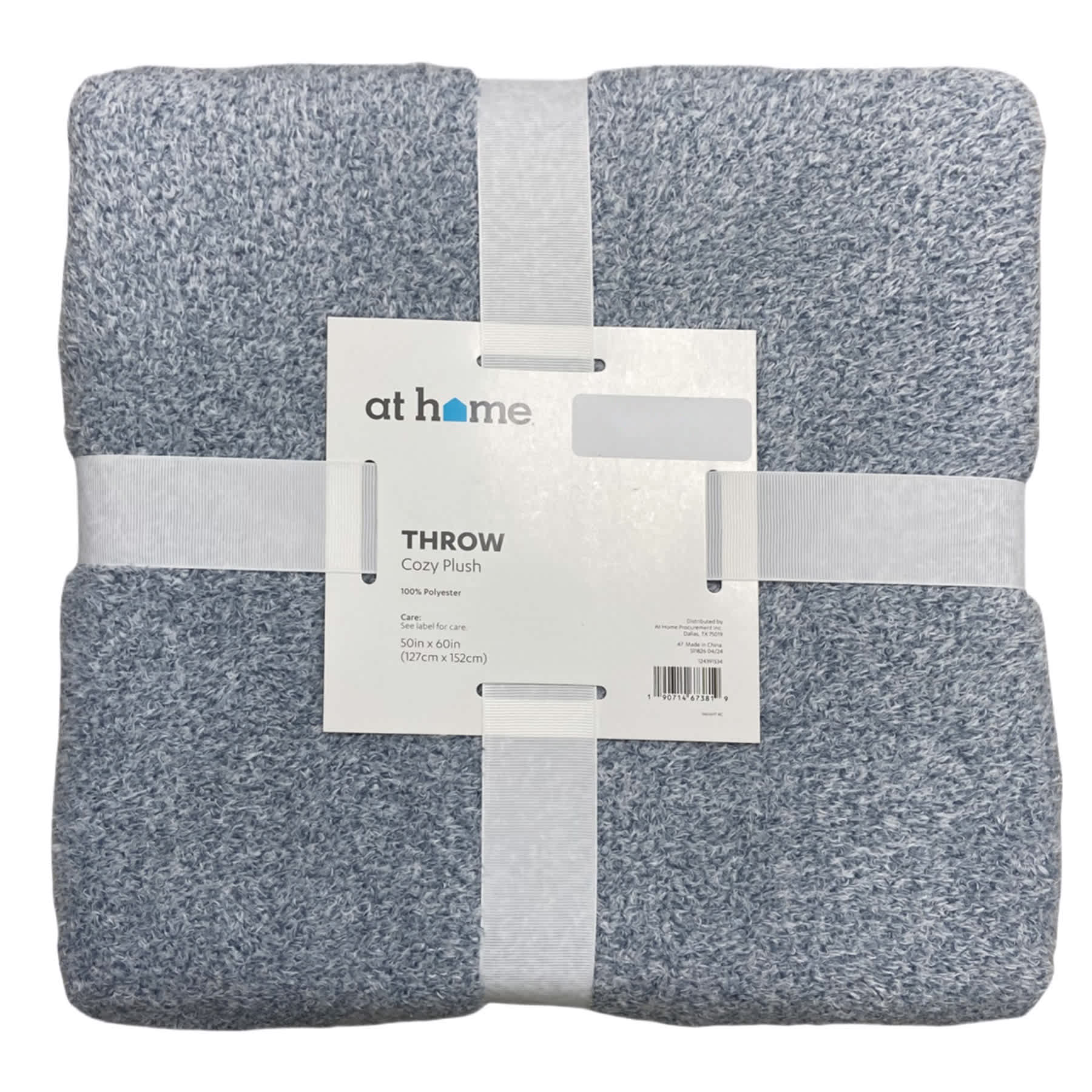 Blue Heathered Cozy Plush Throw Blanket, 50x60