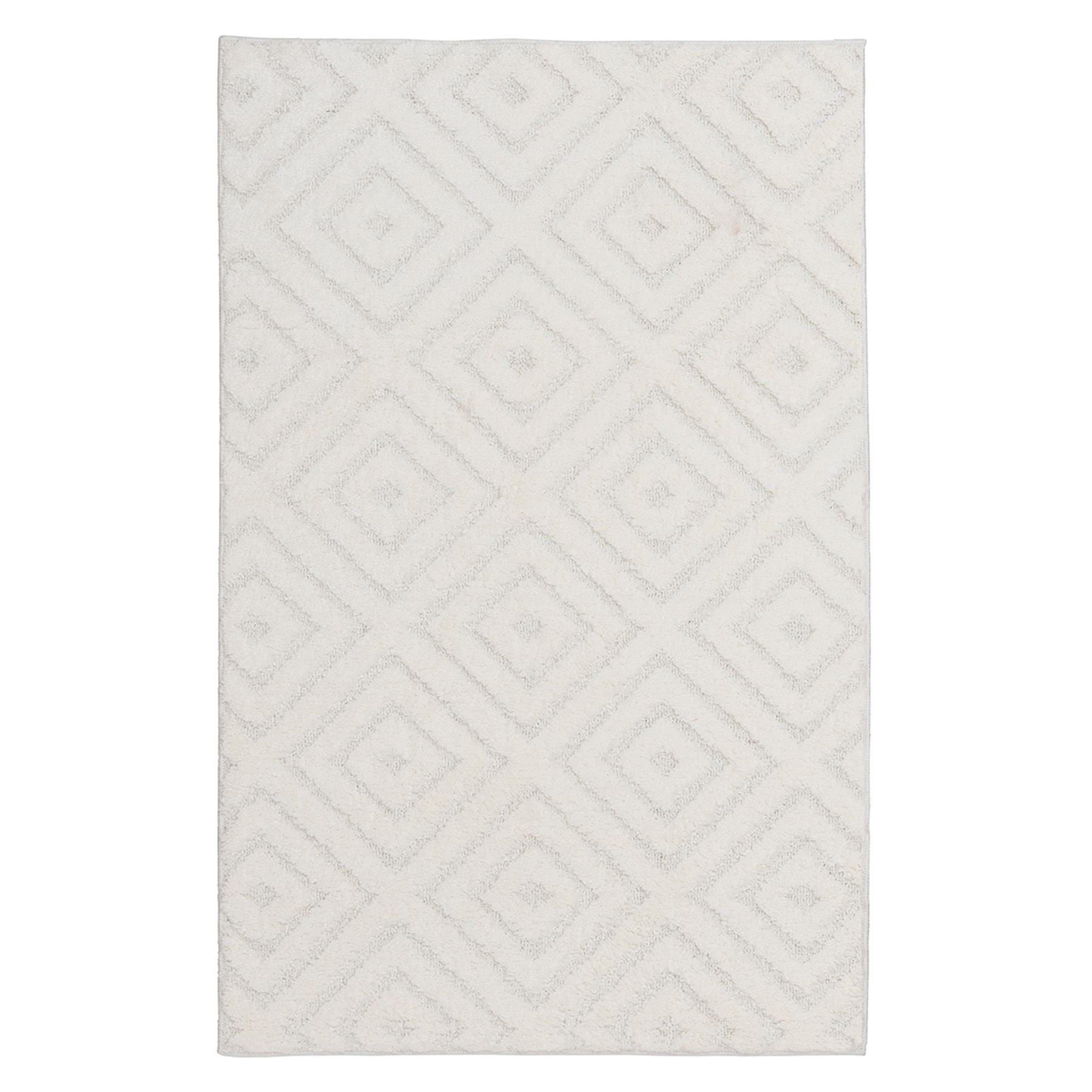 (D456) Ronin Ivory Tufted Non-Slip Area Rug, 3x5