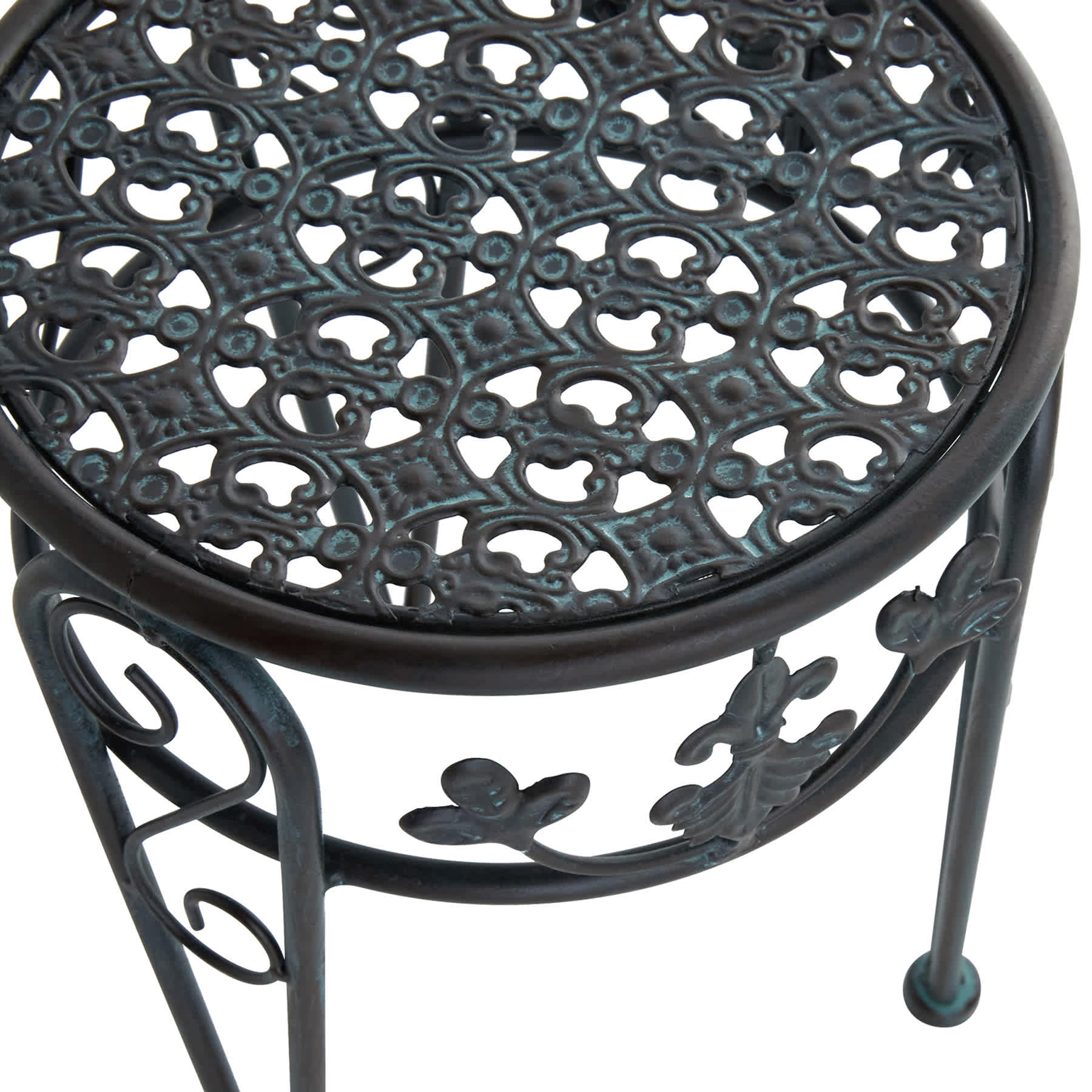 Patina Finish Metal Plant Stand, Small