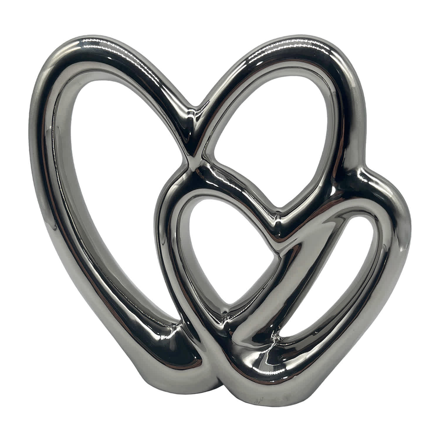 Silver Porcelain Heart Figurine, 8"