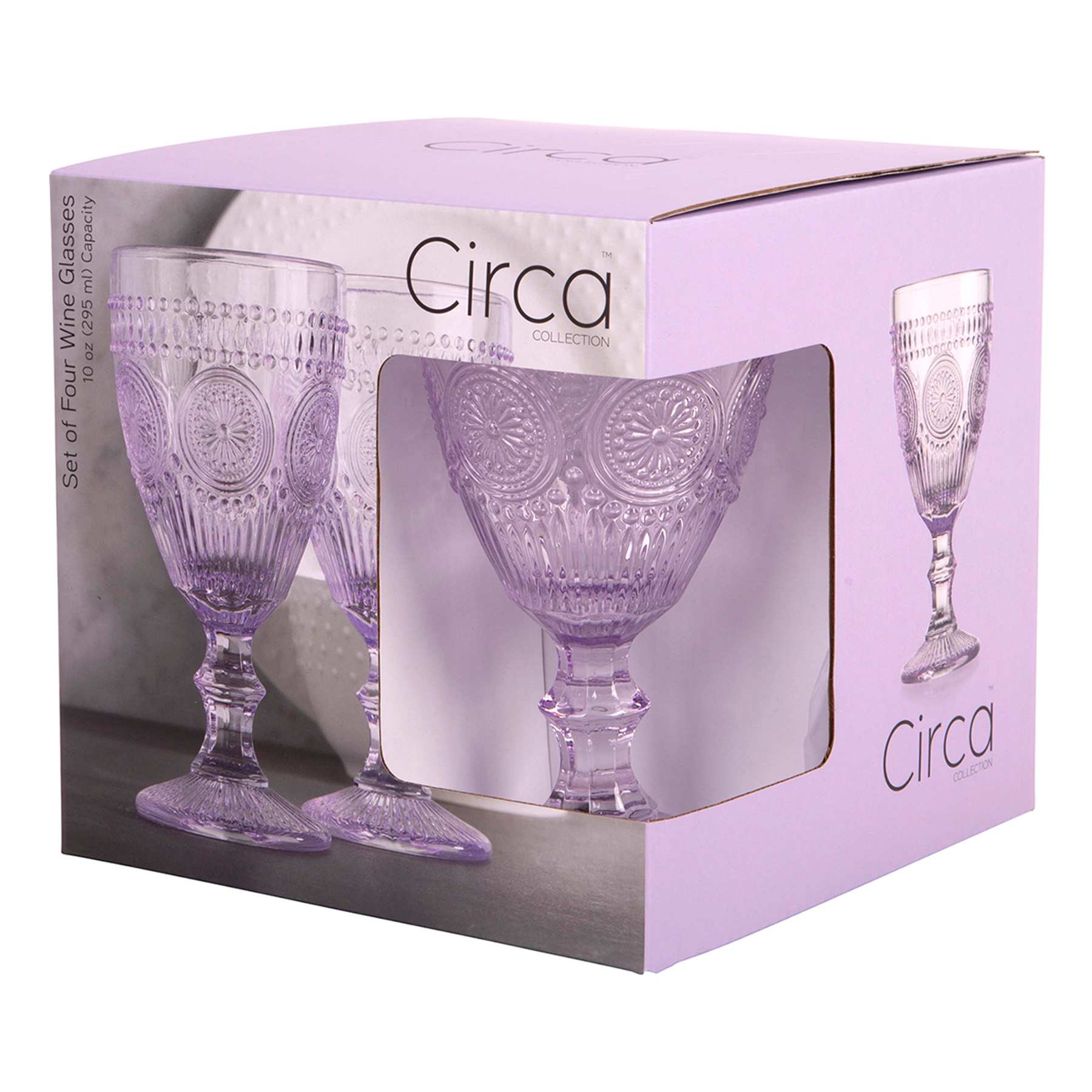 Set of 4 Circa Lavender Wine Goblets, 10oz