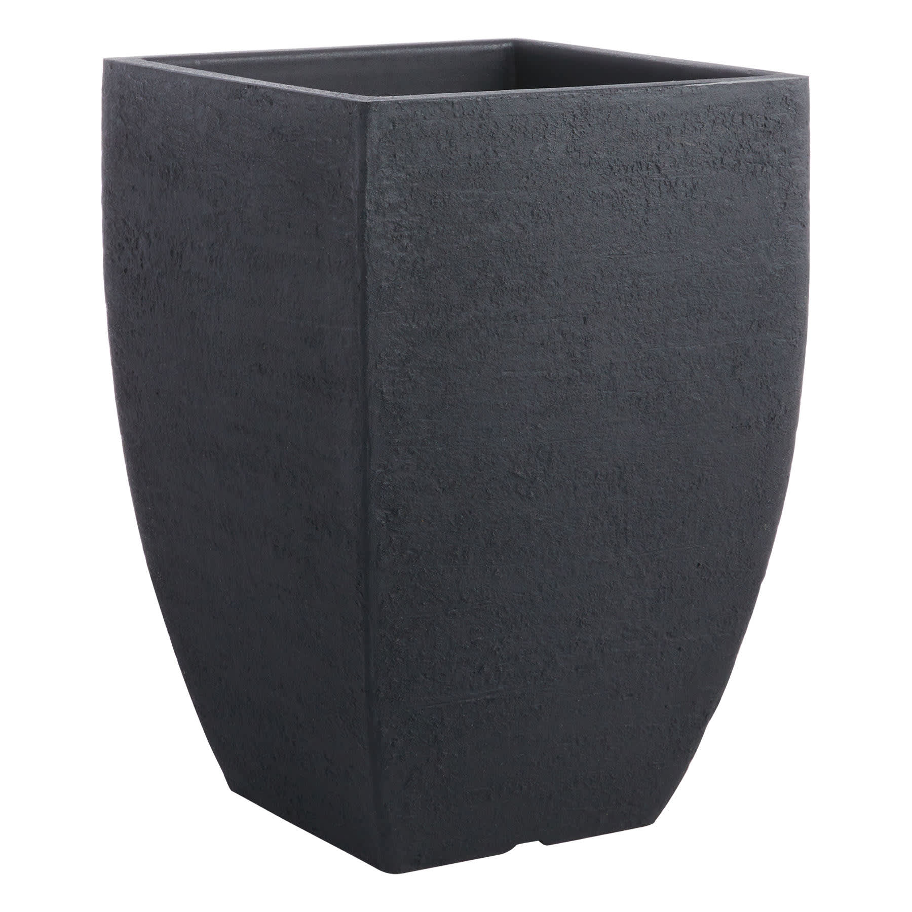 Japi All-Weather Black Lead Modern Square Outdoor Planter, Medium