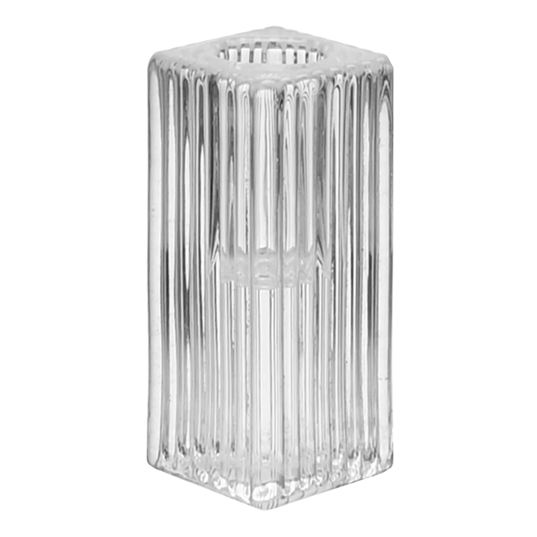 Glass Ribbed Taper Candle Holder, 3"