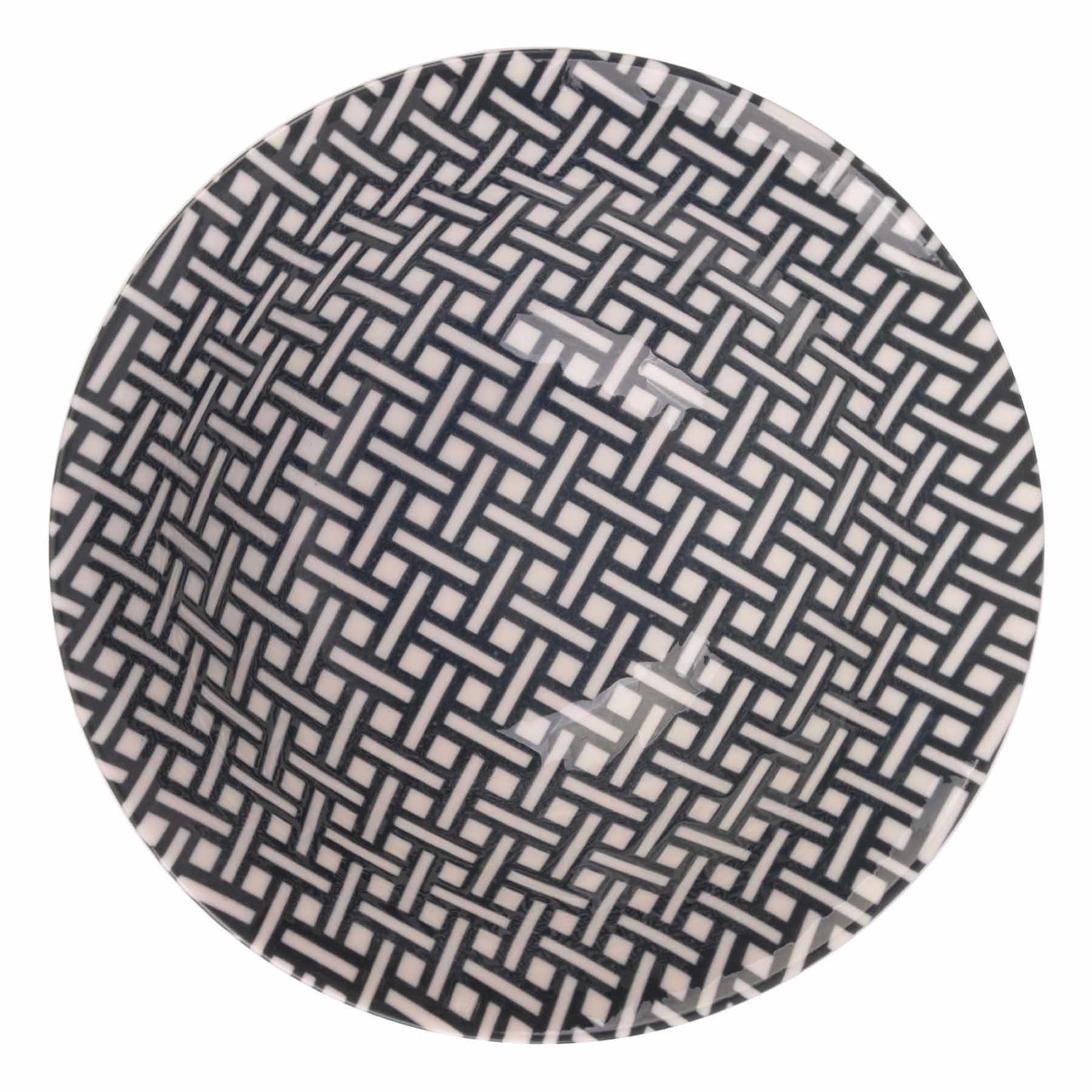 Grey & Navy Flower Print Bowl, 6"
