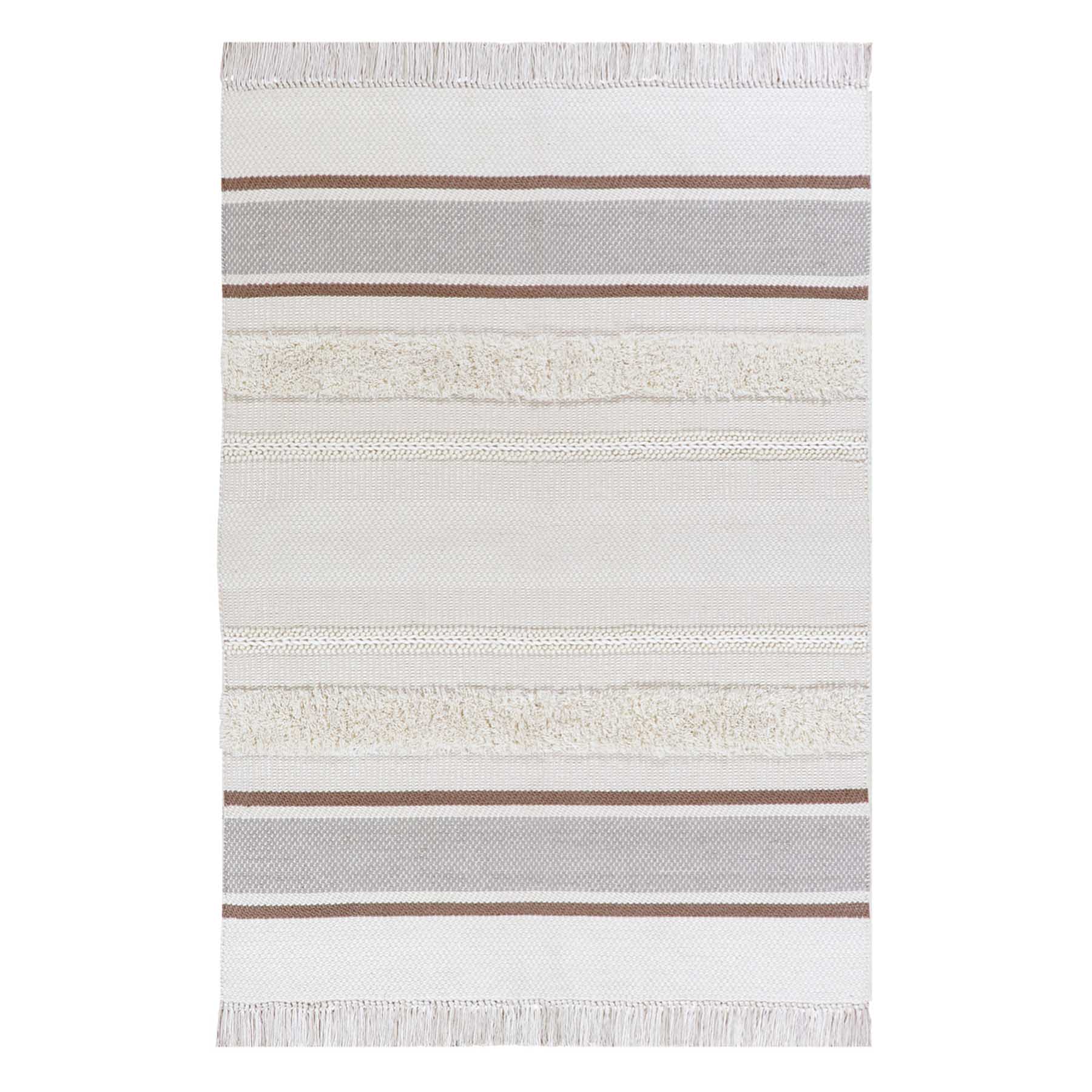 (B801) Honeybloom Ivory Striped Area Rug, 5x7