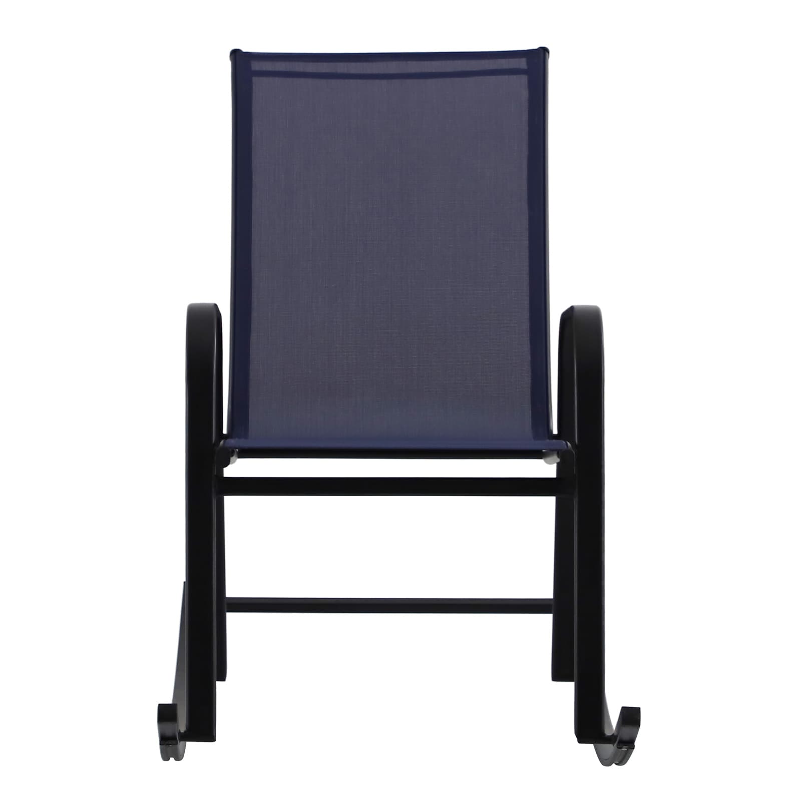 Stackable Sling Patio Rocking Chair, Navy Blue