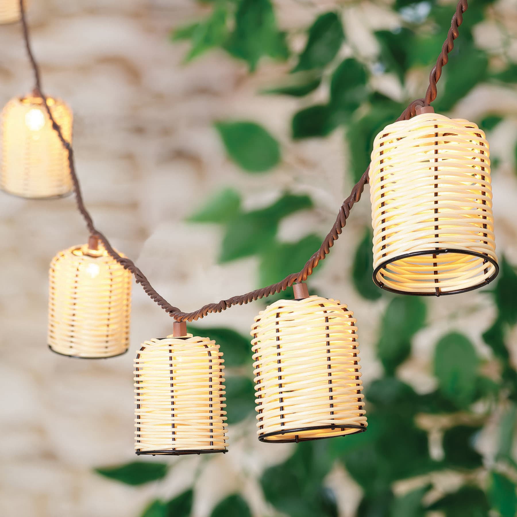 10-Count Rattan Lantern String Lights