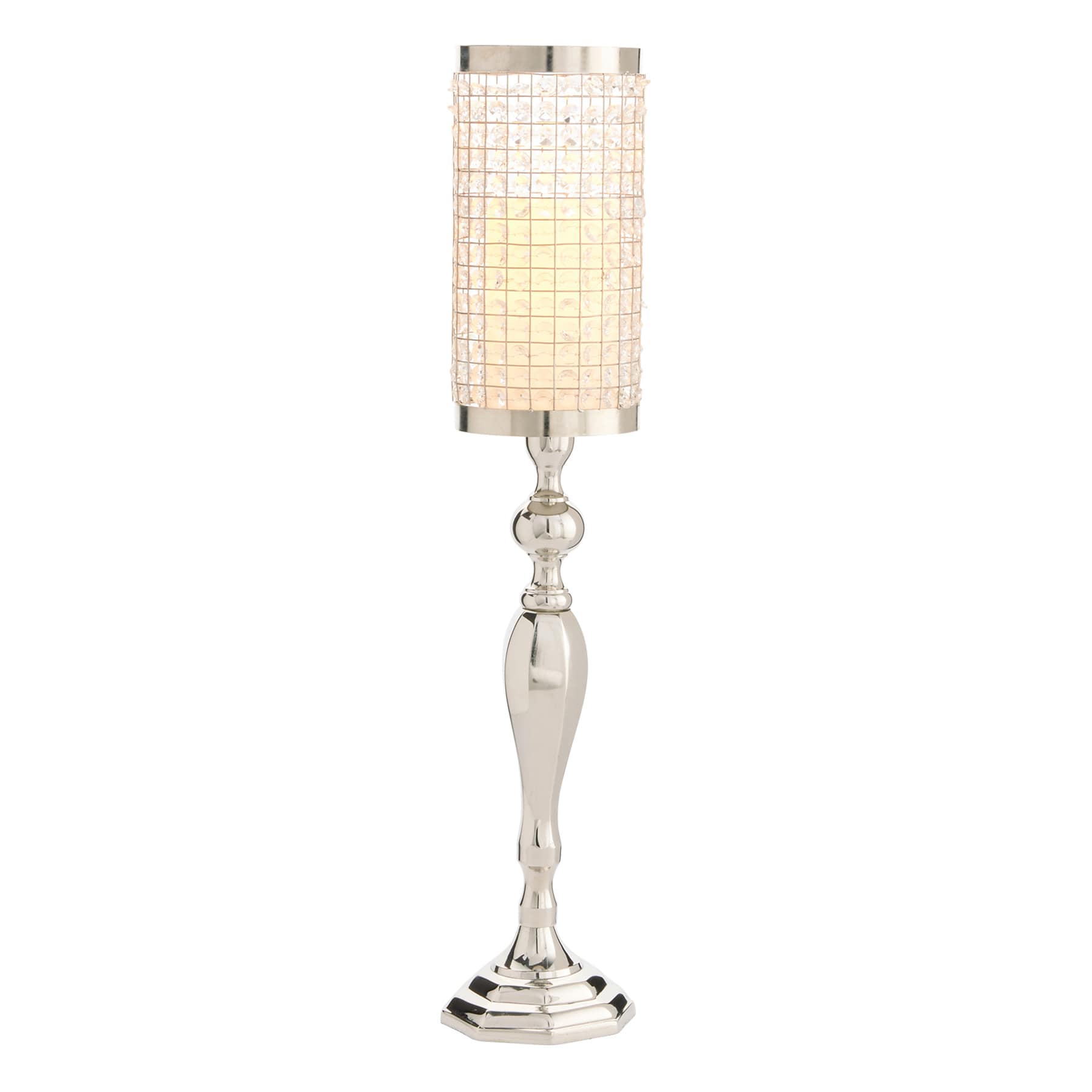 Oversized Crystal Cylinder Candle Holder, 33"