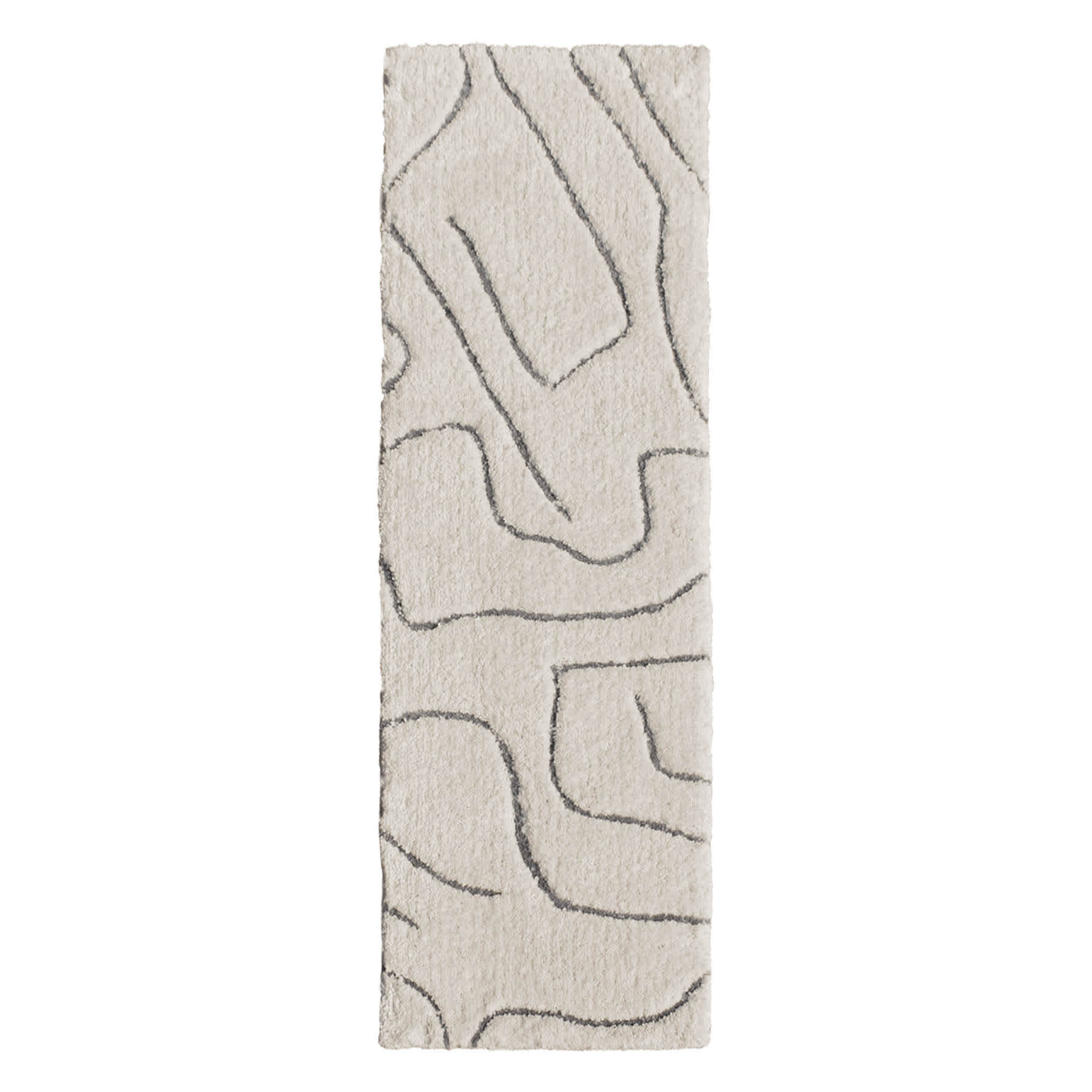 (C189) Crosby St. Ivory Geometric Shag Runner, 2x6