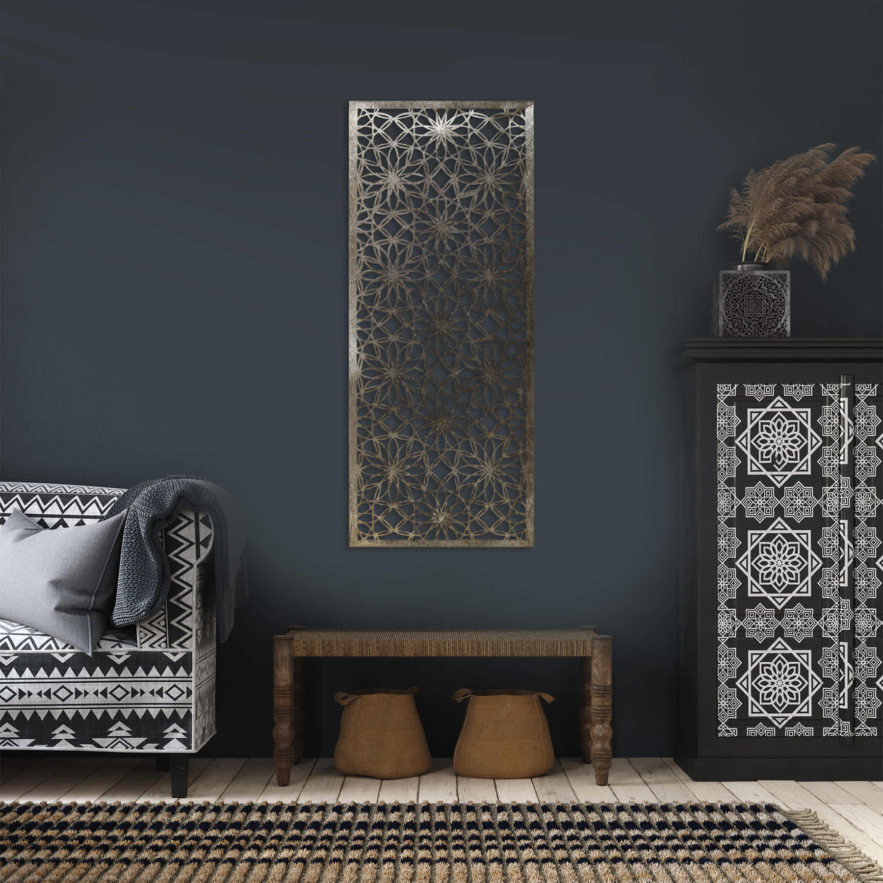 Floral Metal Panel Wall Decor, 20x48