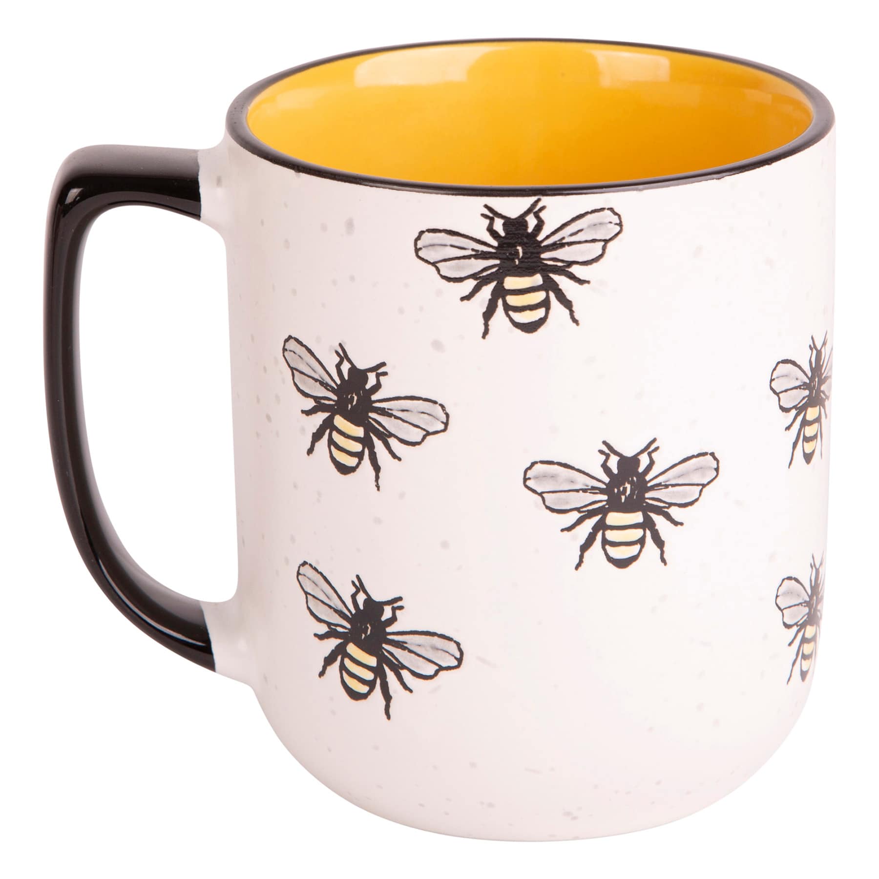 Bee Icon Speckled Mug with Black Handle, 16oz