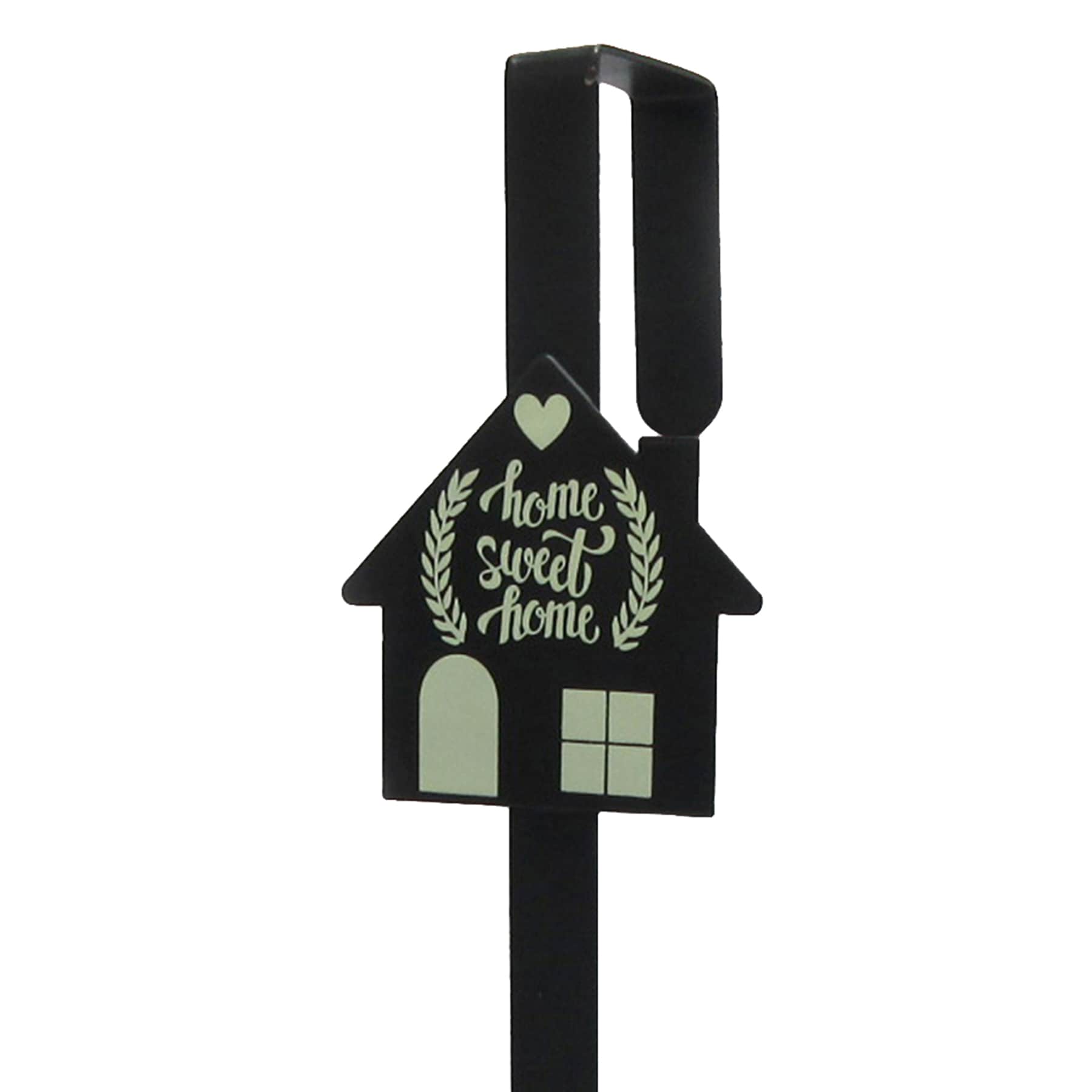 Matte Black Home Sweet Home Over the Door Wreath Hanger, 15"