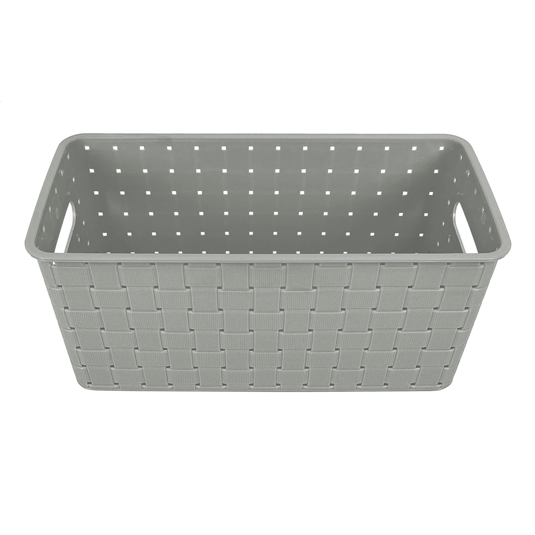 Tiny Dreamers Strap Design Weave Basket, Cool Grey