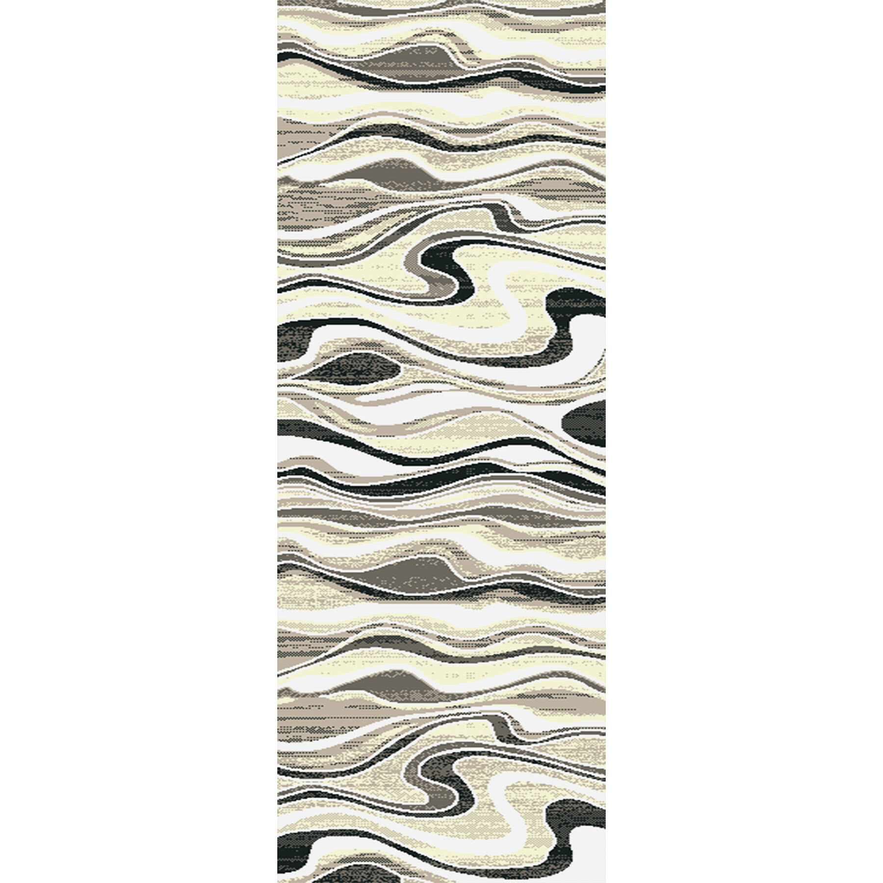 (B511) Soho Grey & Cream Waves Runner, 2x6