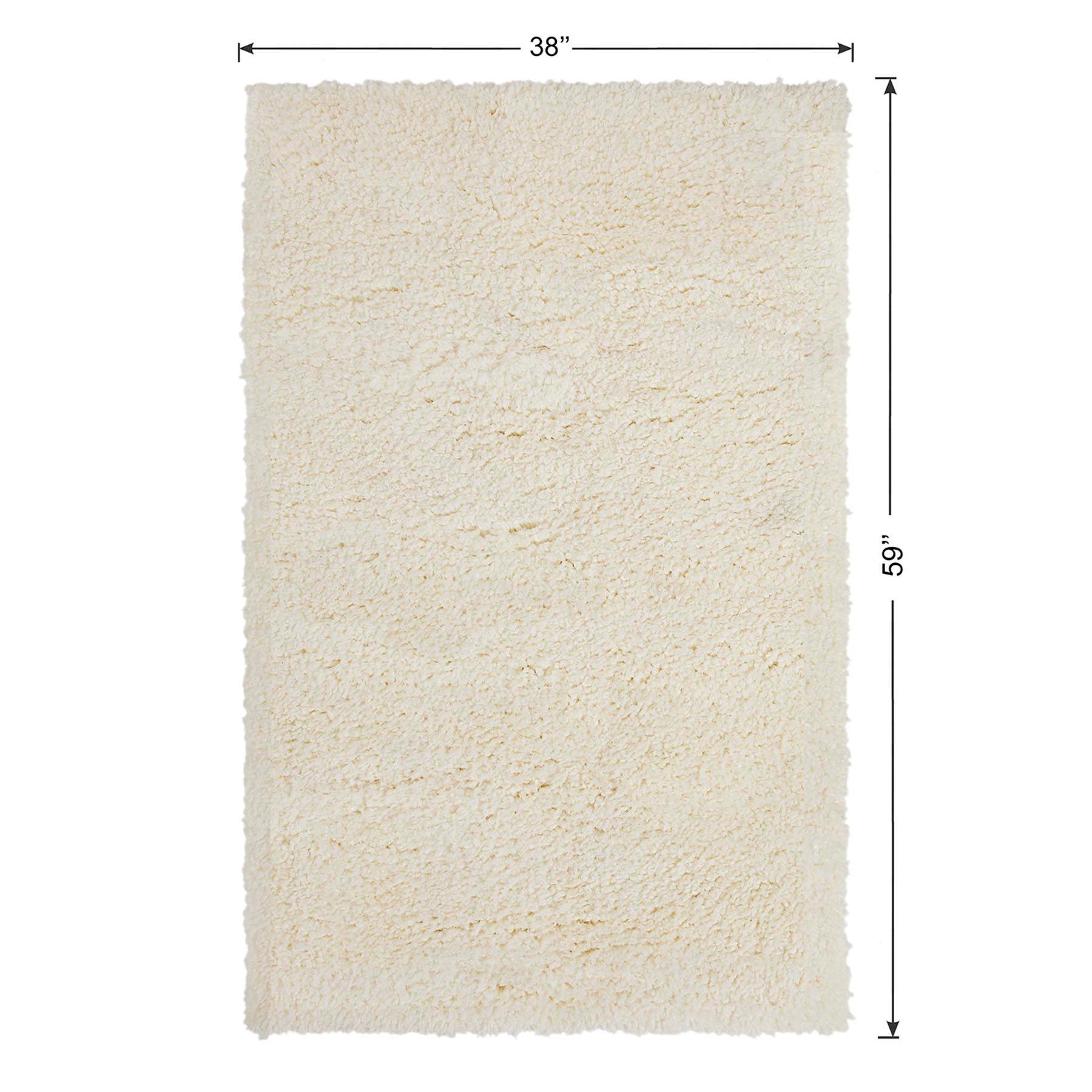 (C195) Kodiak Ivory Shag Accent Rug, 3x5
