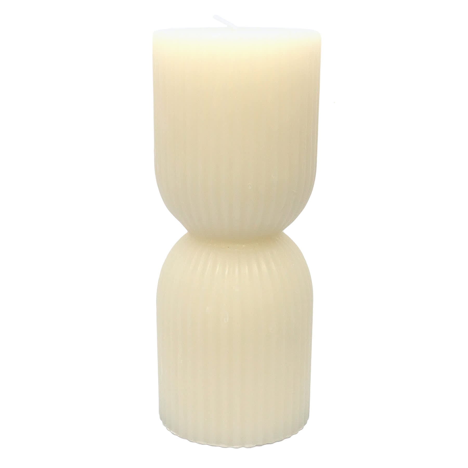 Tracey Boyd White Unscented Ribbed Hourglass Candle, 3x8