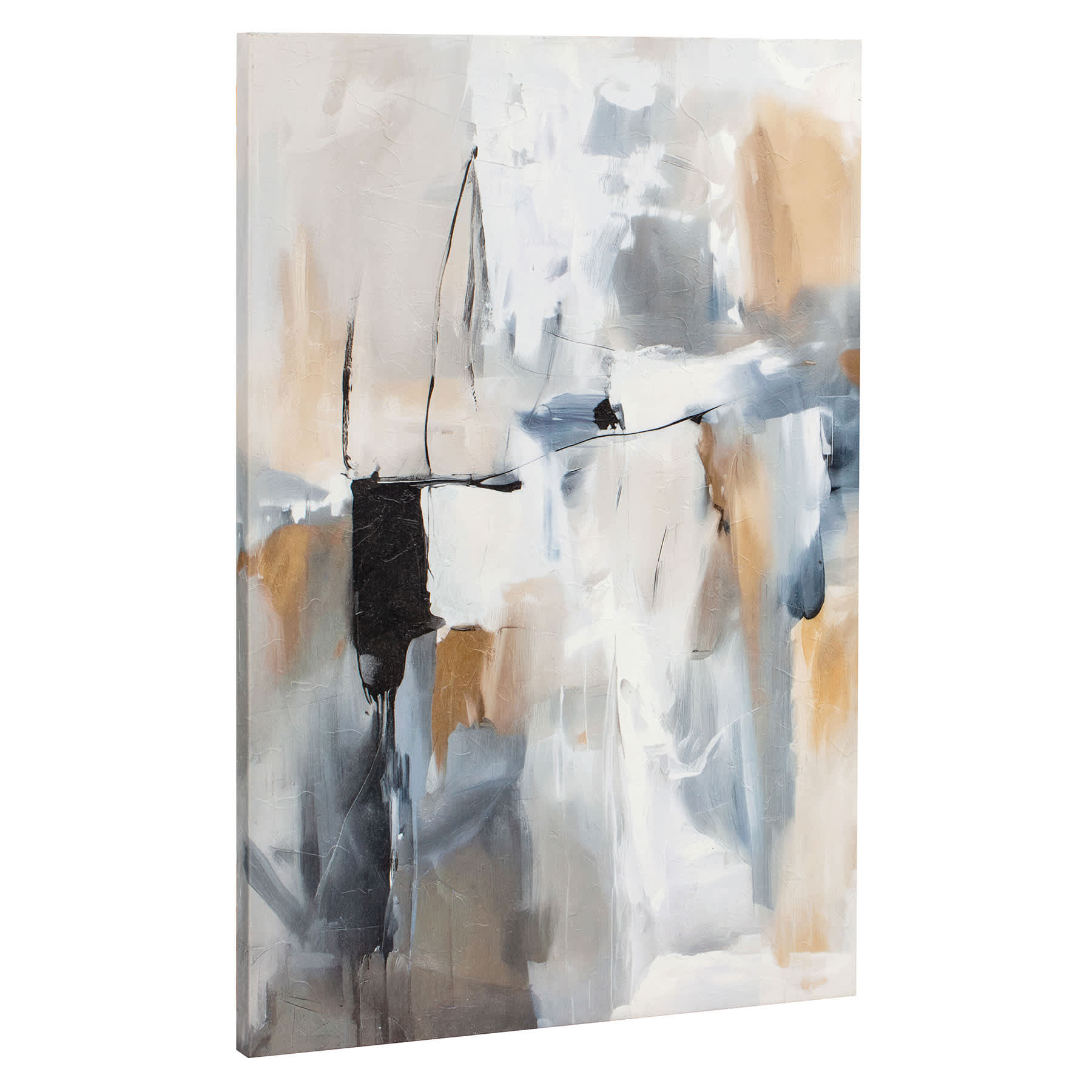 Black & Yellow Abstract Embellished Canvas Wall Art, 24x36