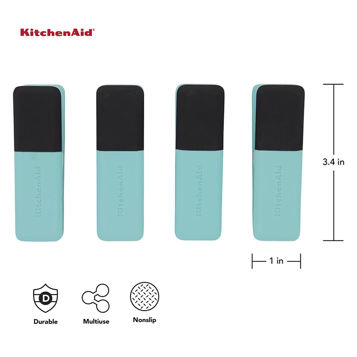 KitchenAid Set of 4 Bag Clips, Aqua Sky