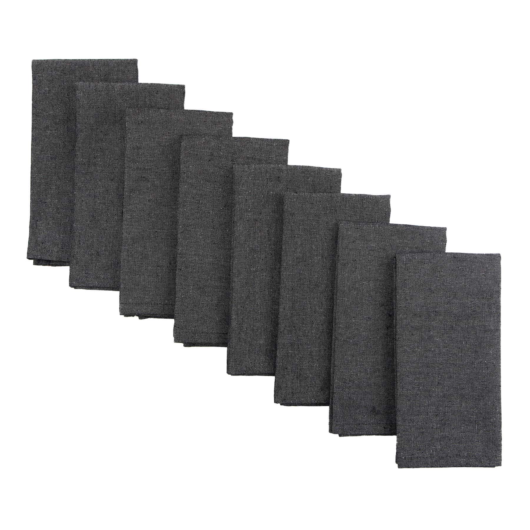 Set of 8 Black & Grey Mix Cotton Napkins, 18"