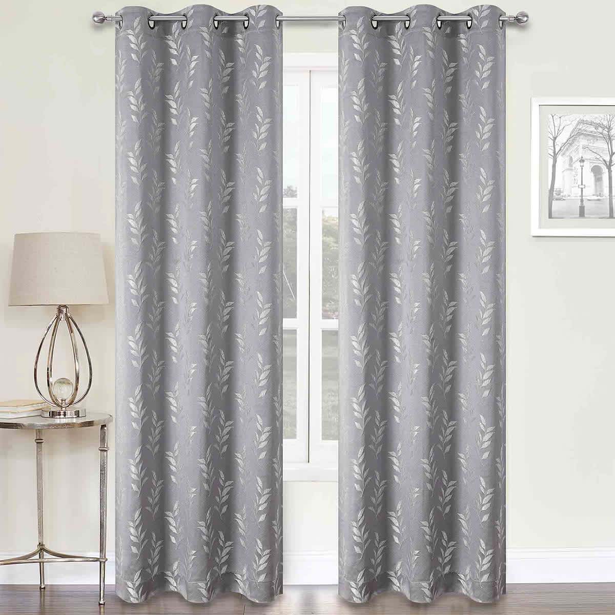 2-Pack Aziel Grey Light Filtering Grommet Curtain Panel Set, 84"