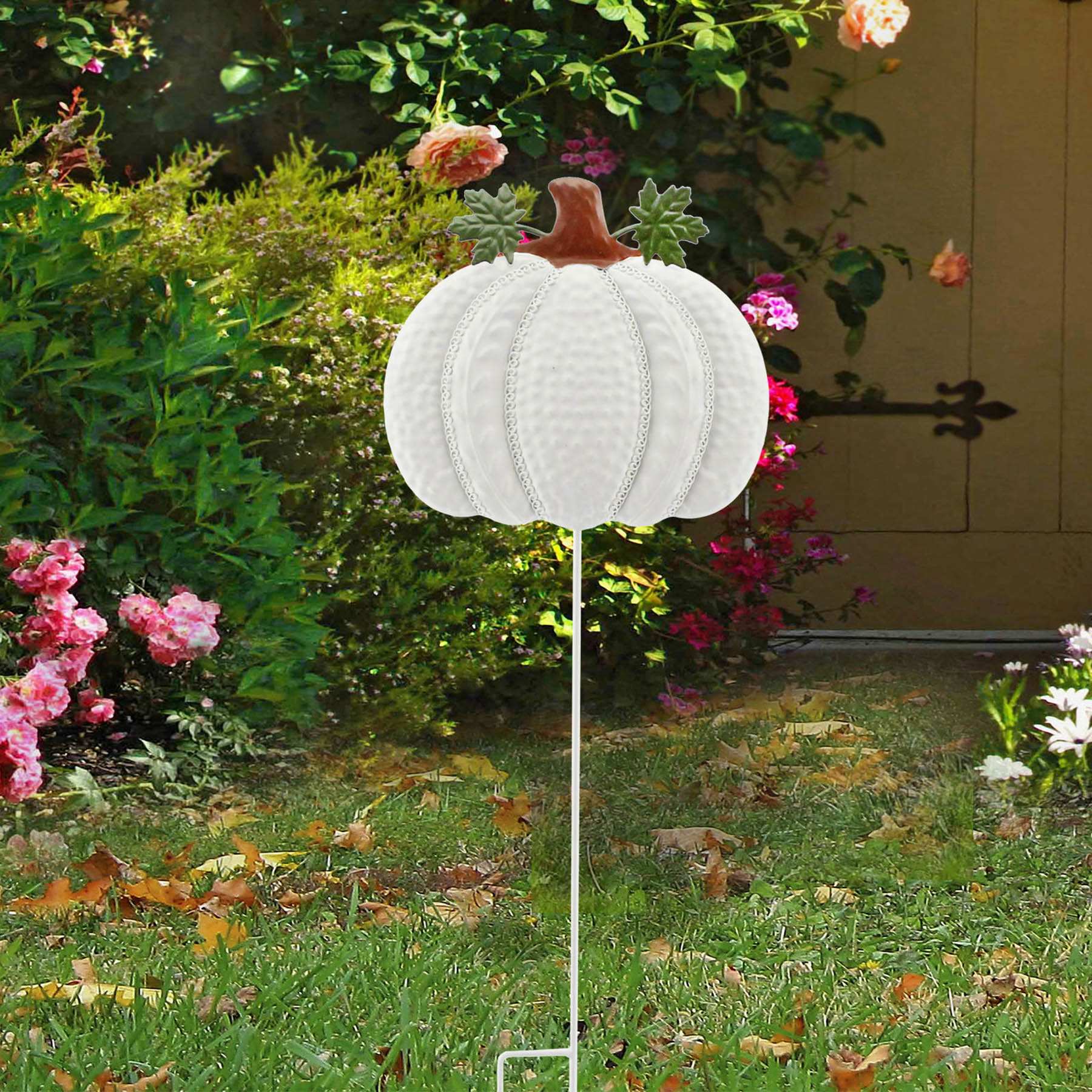 Homespun Harvest White Pumpkin Yardstake, 24"
