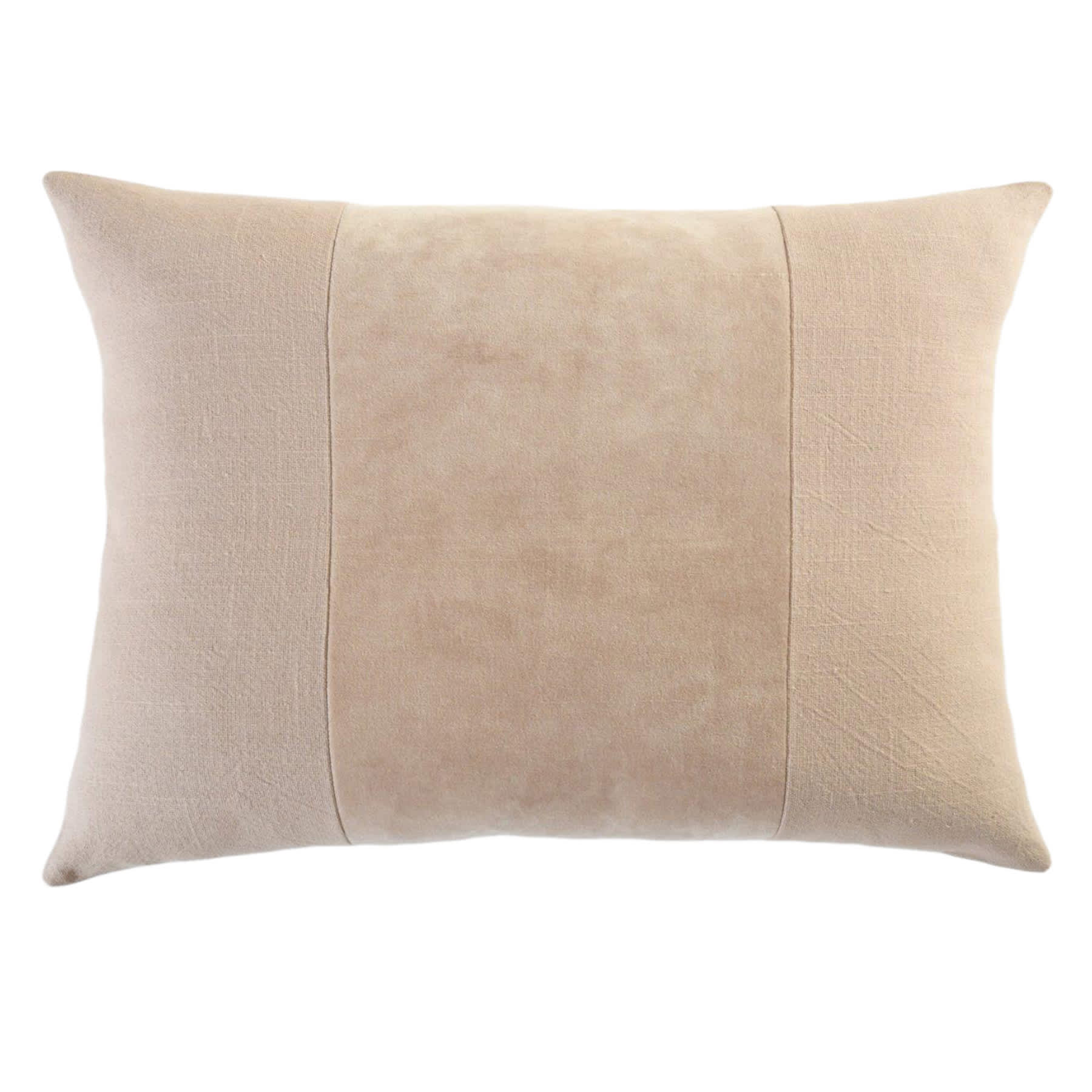 Crosby St. Taupe Cotton Slub & Velvet Throw Pillow, 14x20