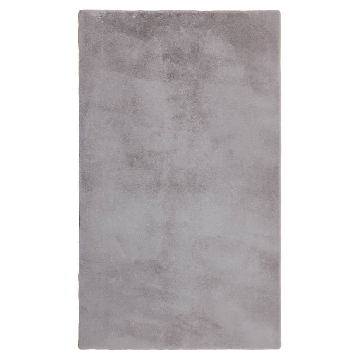 Silver Faux Rabbit Fur Accent Rug, 27x45