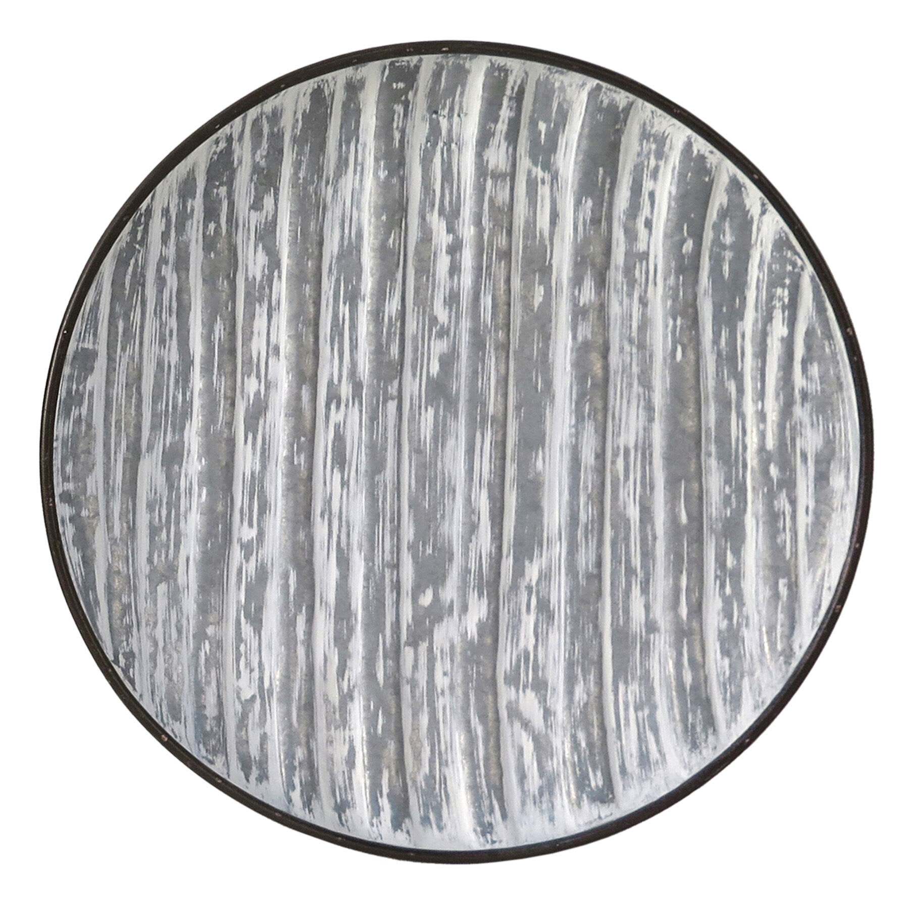 Grey Metal Round Wall Plate, 17"