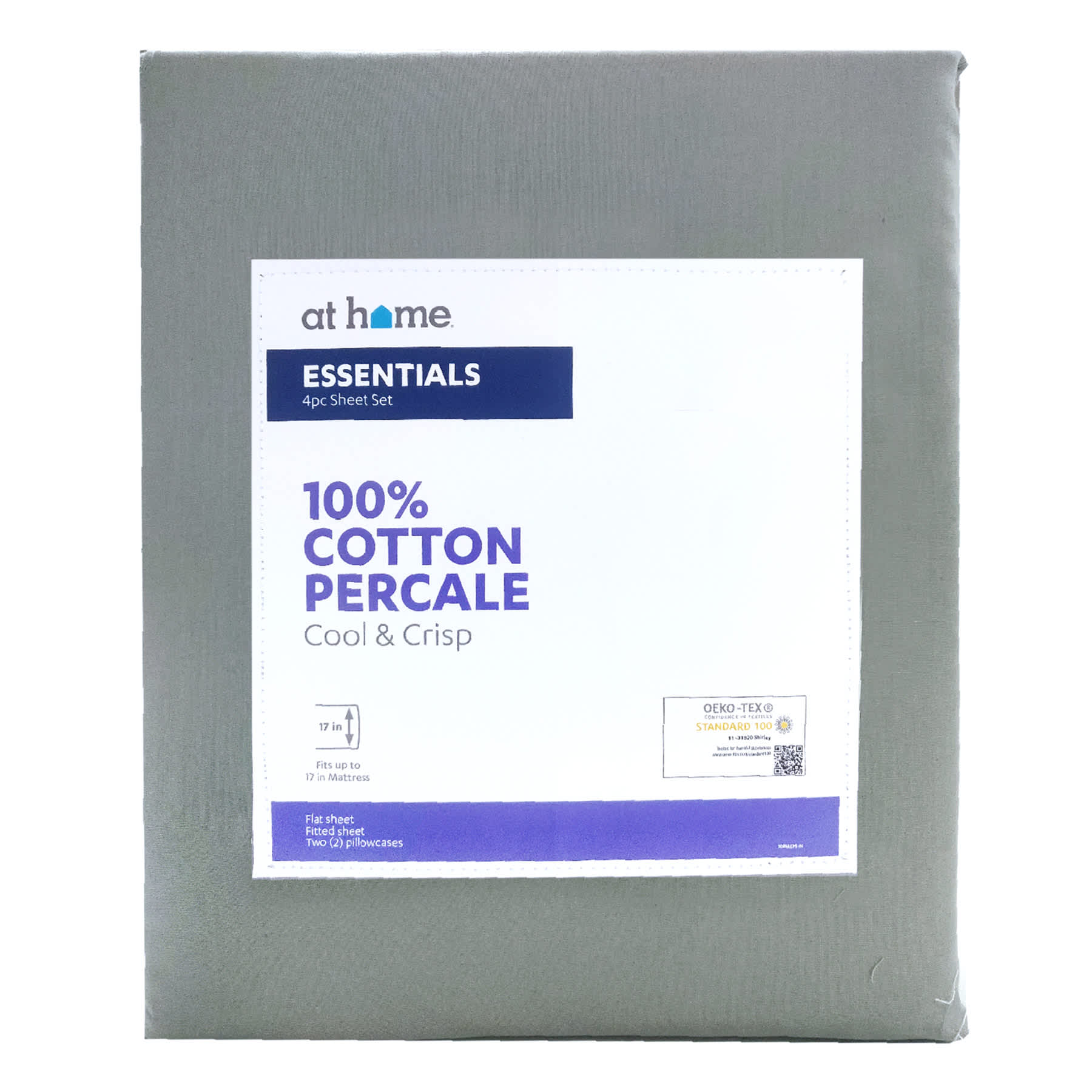 4-Piece Dark Grey 200 Thread Count Cotton Essentials Sheet Set, Full
