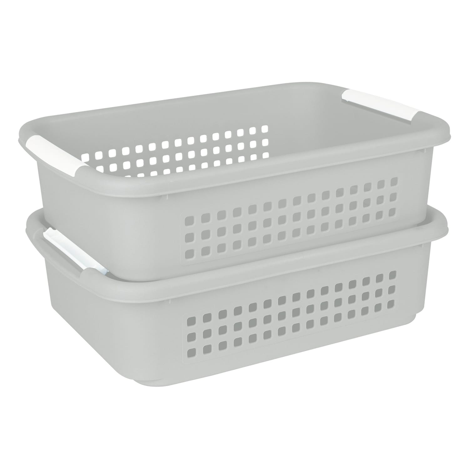 2-Pack Grey Stacked Nest Storage Basket, Large