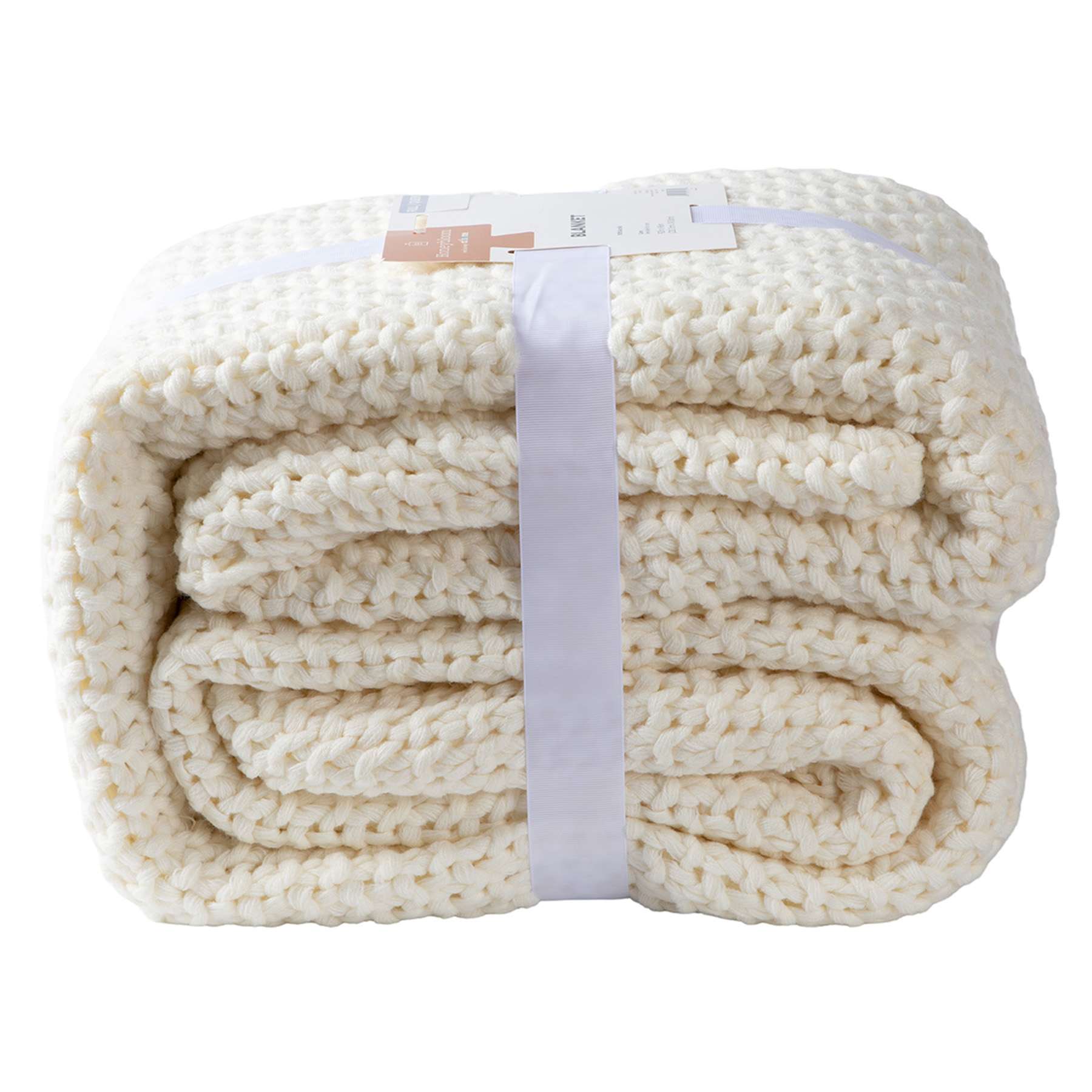 Honeybloom Ivory Sweater Knit Bed Blanket, King