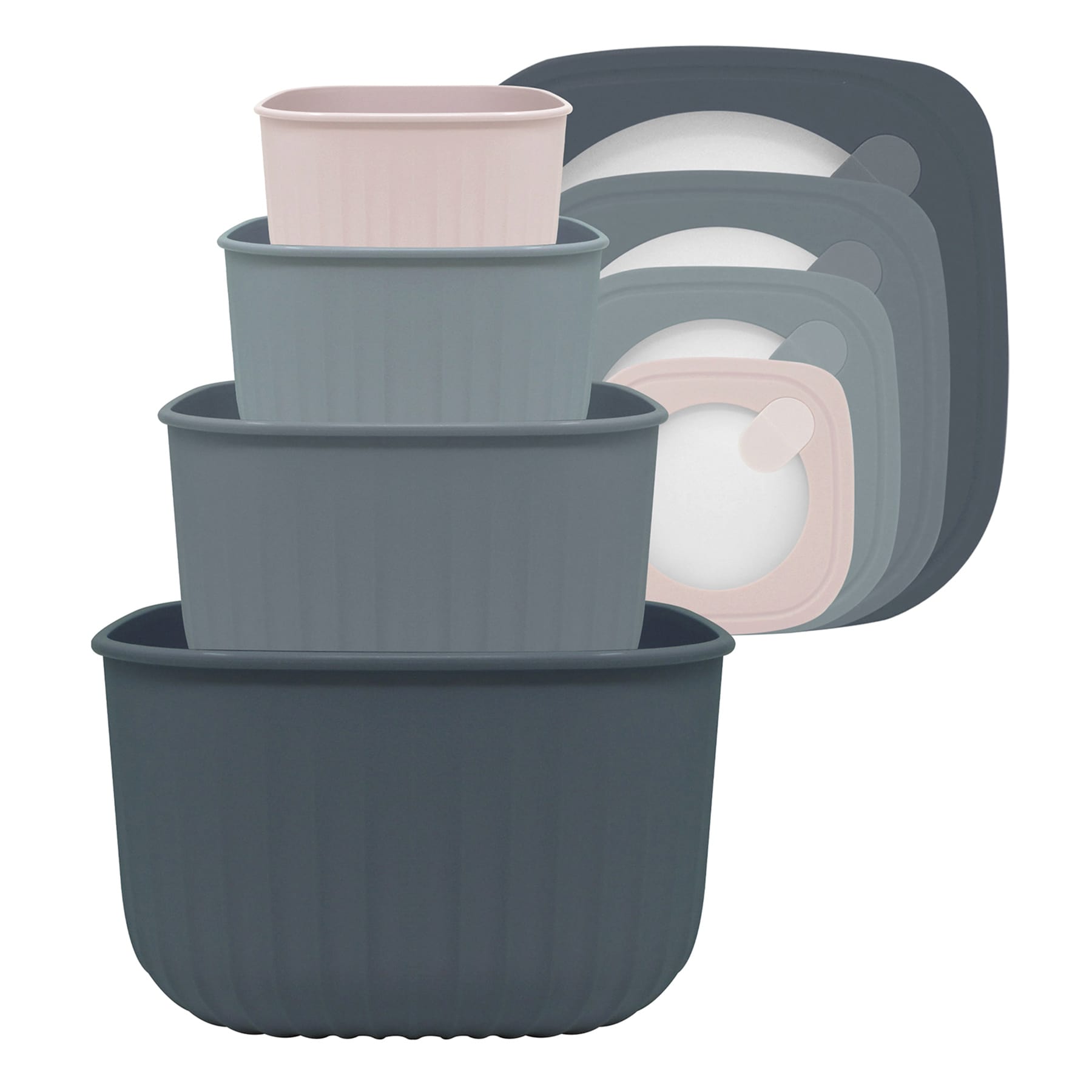 4-Piece Square Storage Bowl Containers, Blue