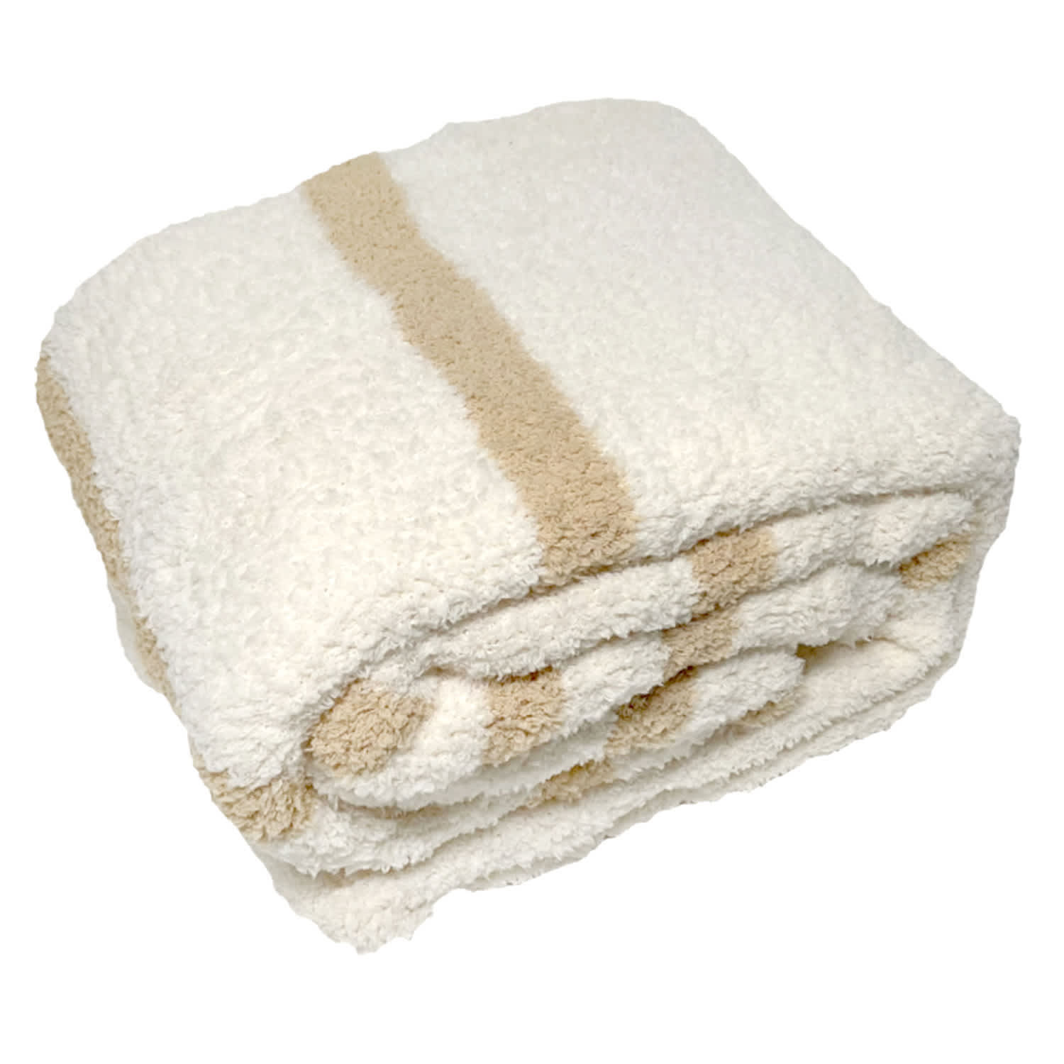 Honeybloom Natural Stripe Cozy Knit Bed Blanket, Full/Queen
