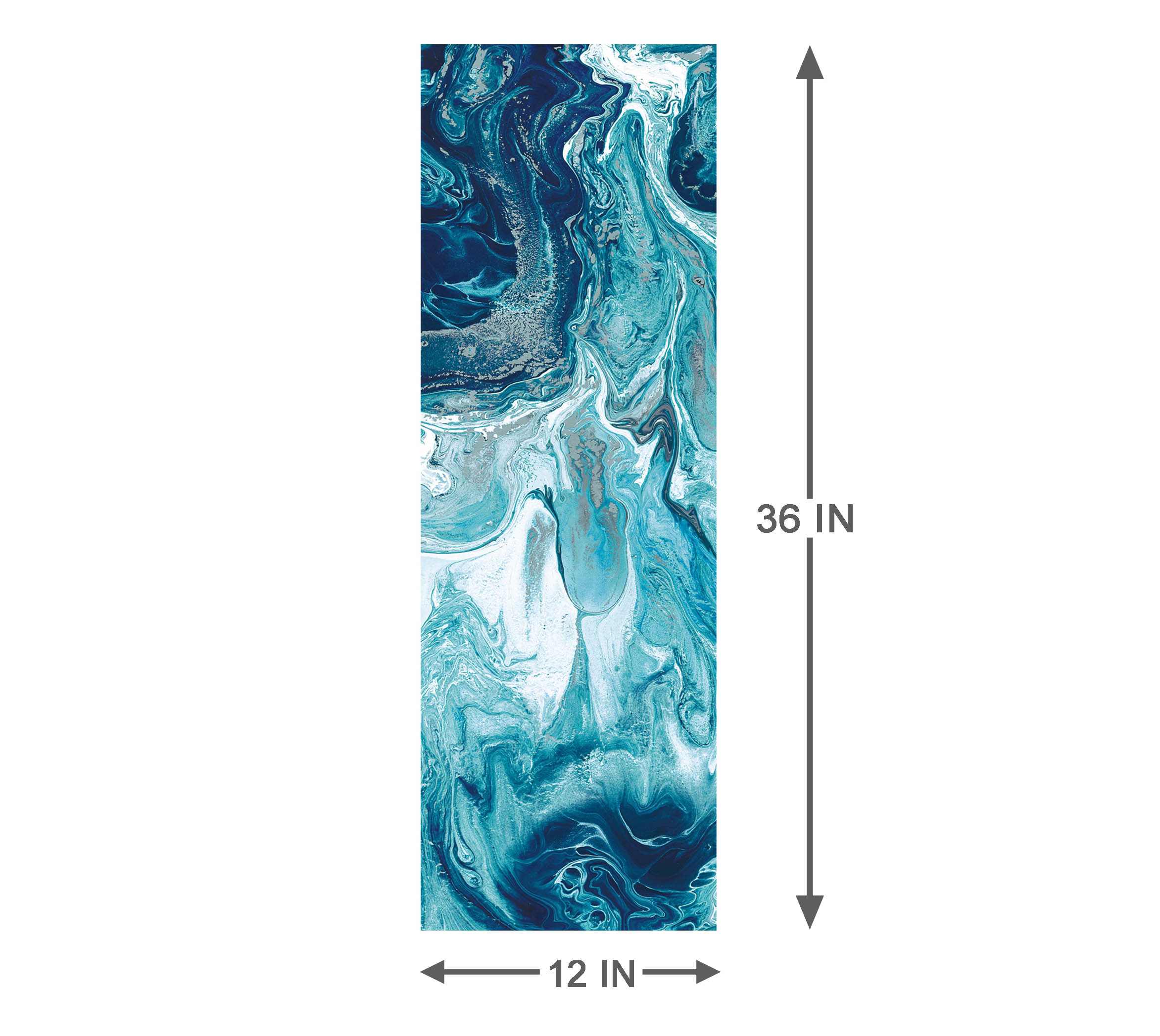 Abstract Marbled Teal & Cobalt Blue Canvas Wall Art, 12x36