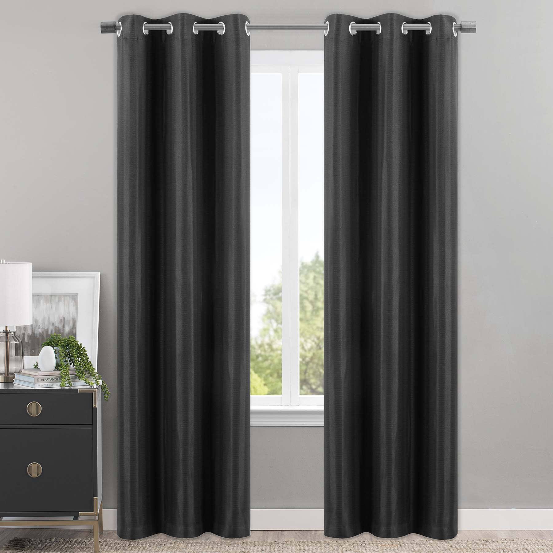 Honeybloom Sedgwick Black Blackout Curtain Panel, 95"