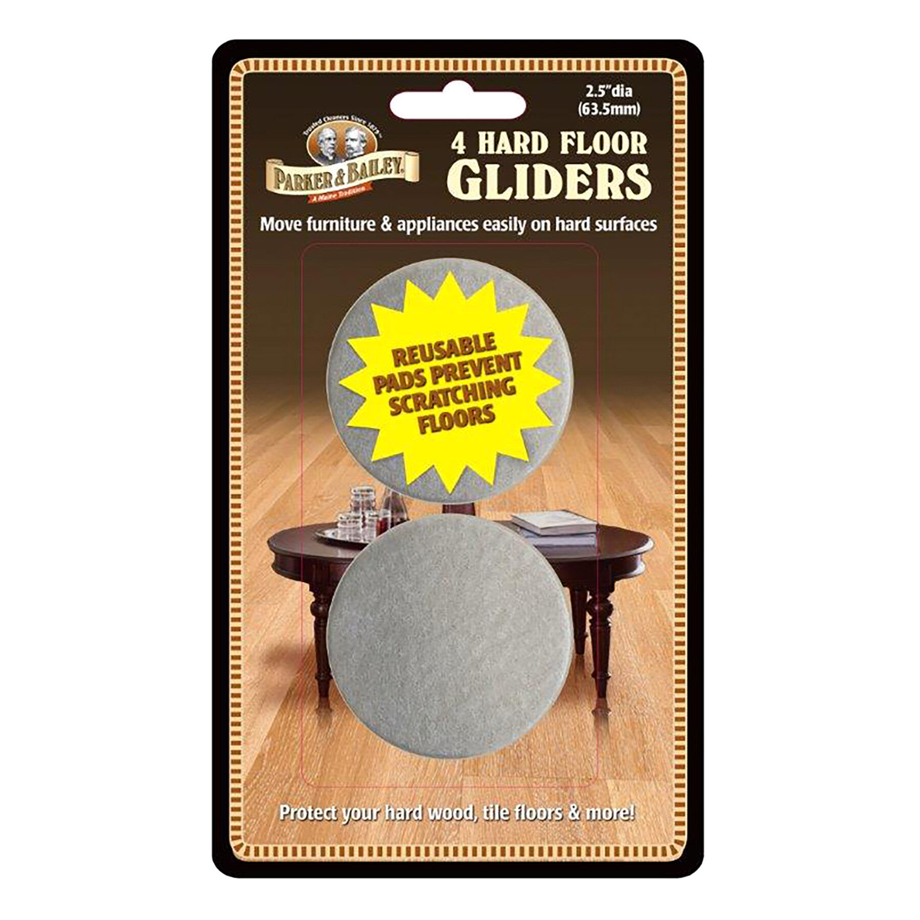 Parker & Bailey 4-Pack Hard Floor Gliders, 2.5"