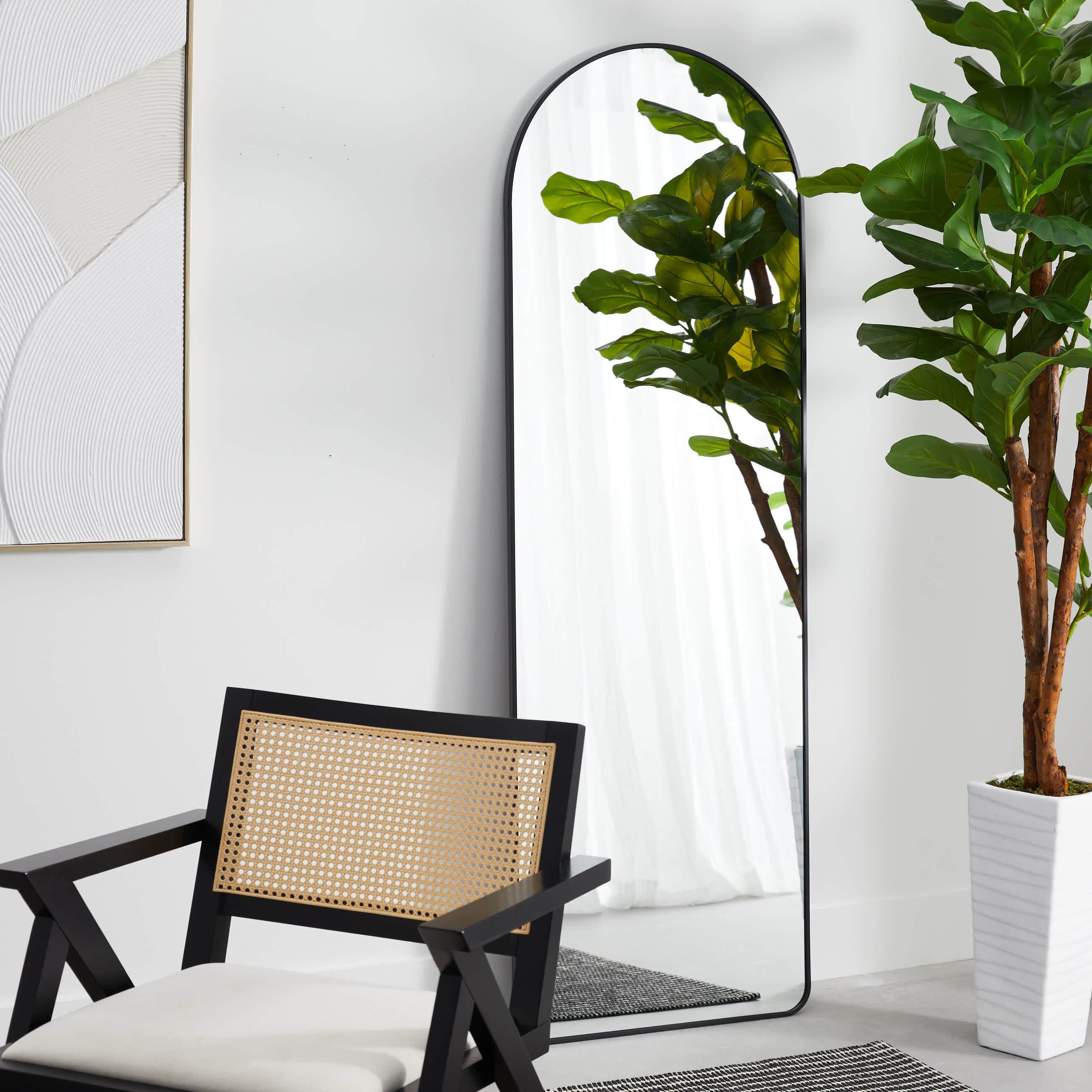 Black Arch Leaner Mirror, 24x70