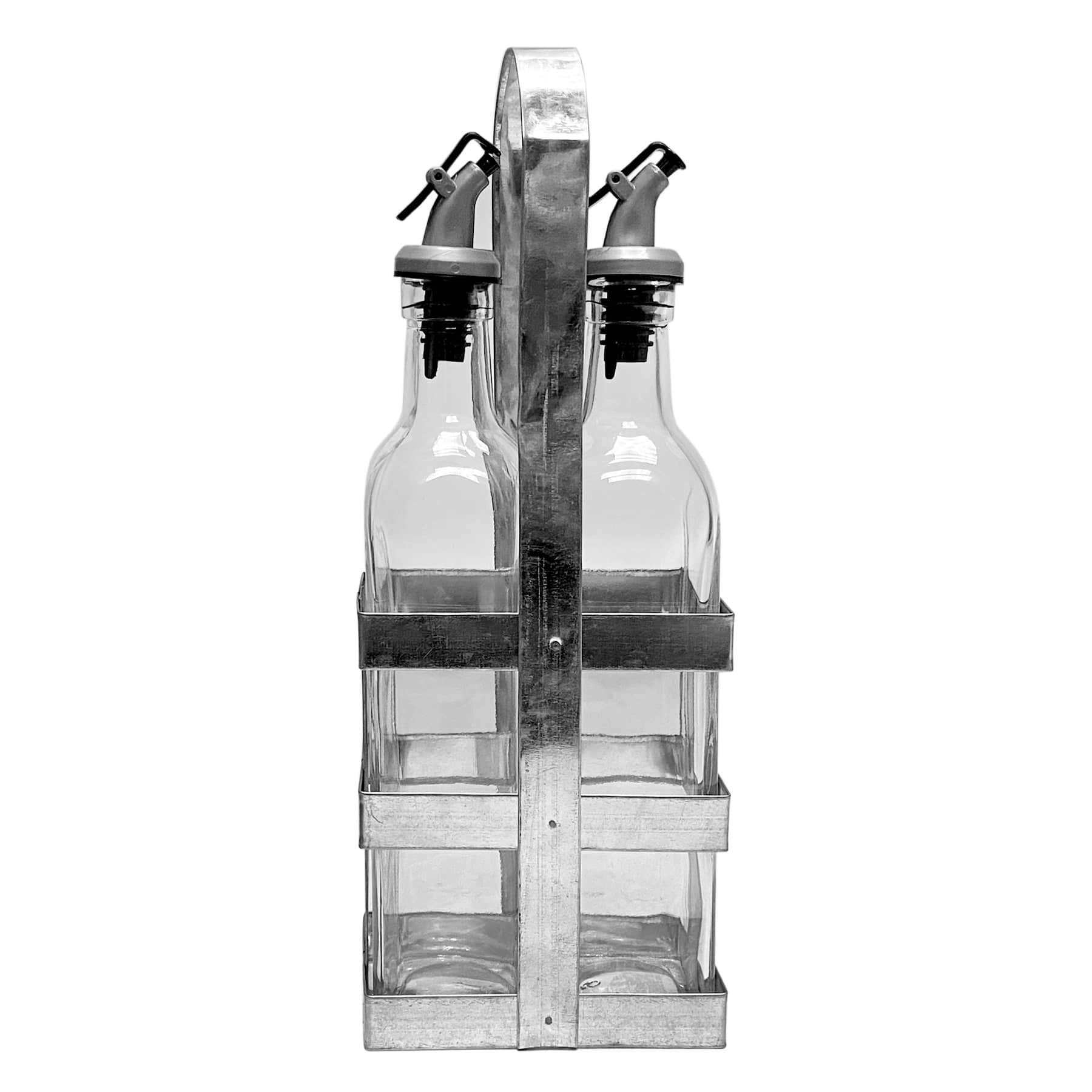 3-Piece Oil & Vinegar Set in Galvanized Metal Caddy