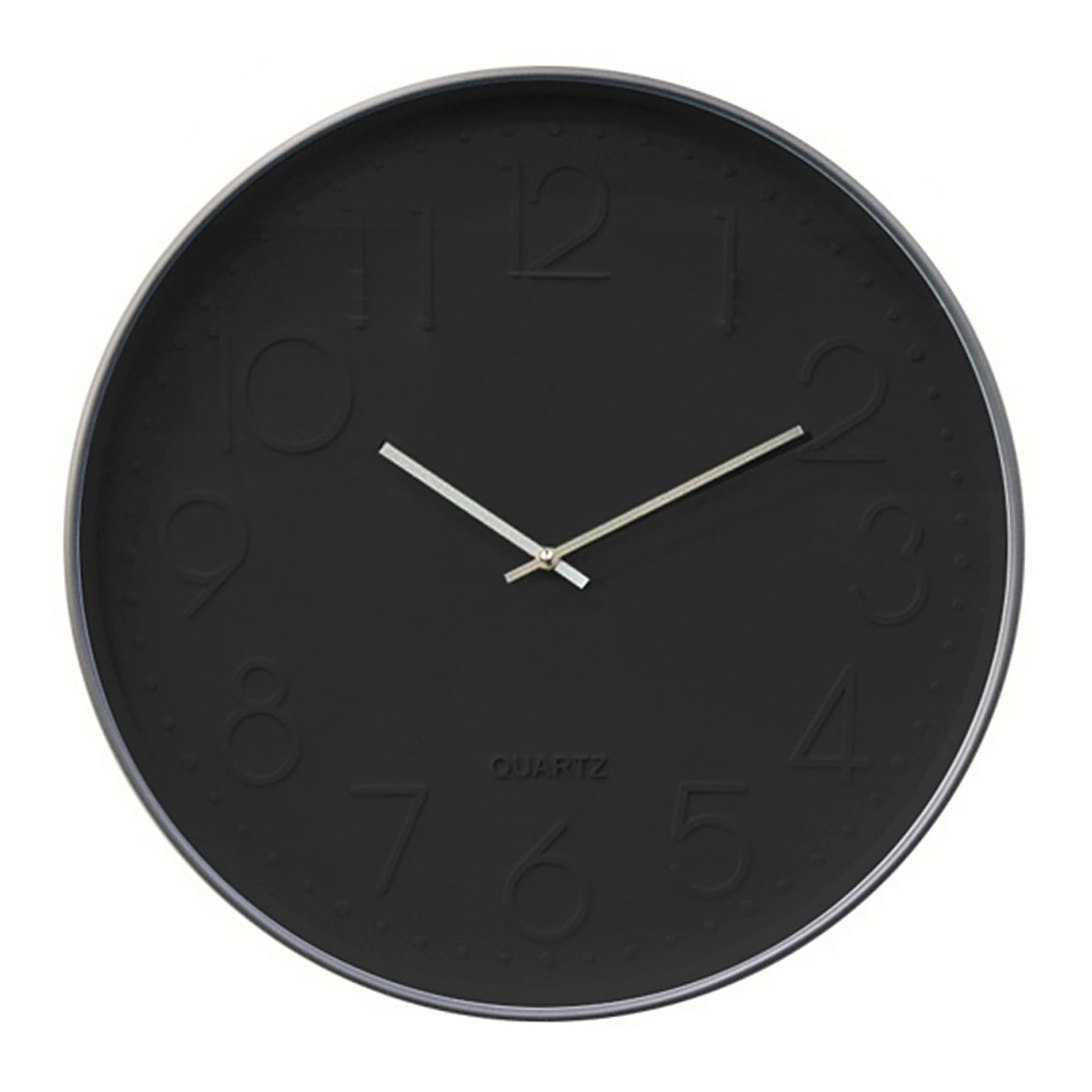 Black Monochrome Round Wall Clock, 20"