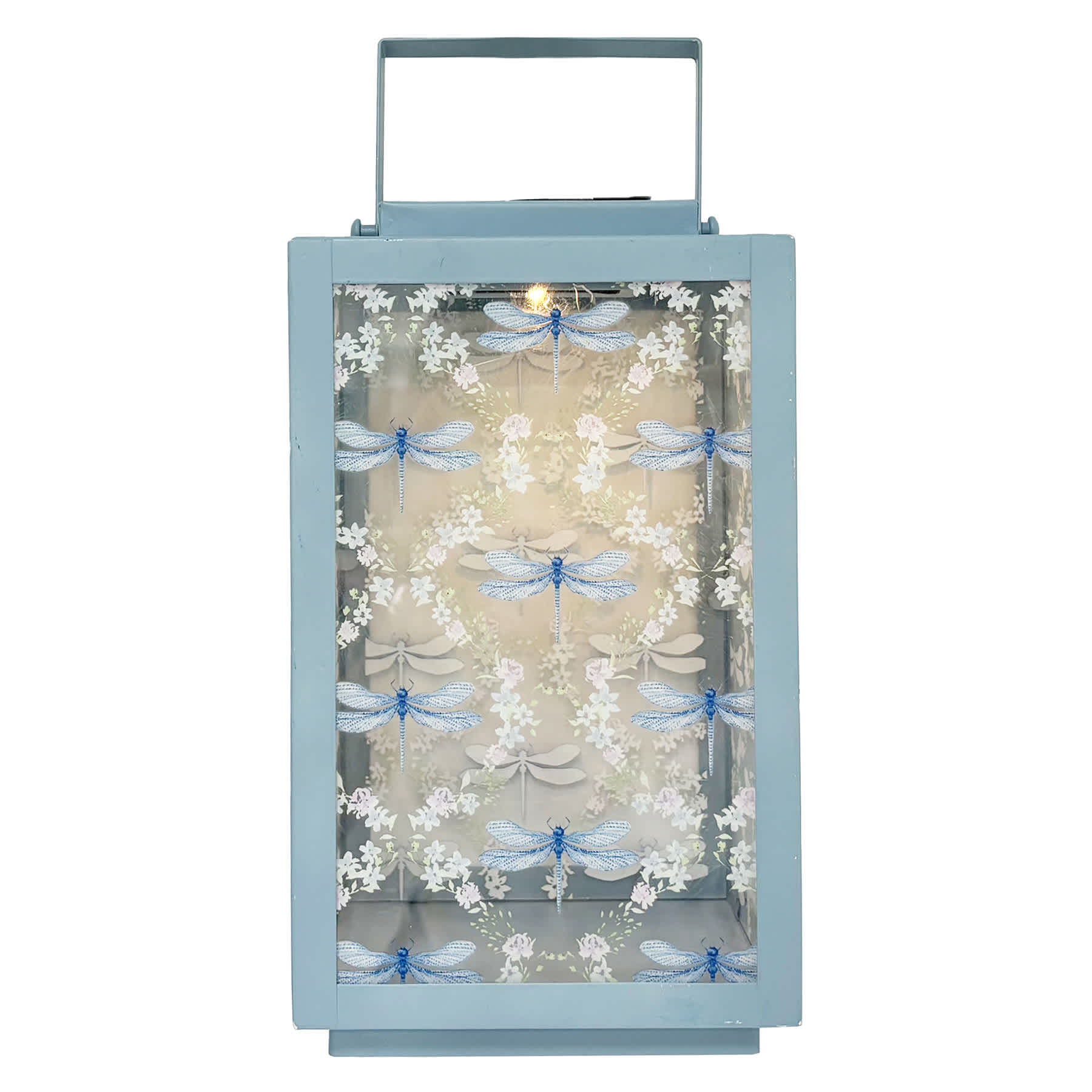 Providence Blue Dragonfly Outdoor Solar Lantern, 12"