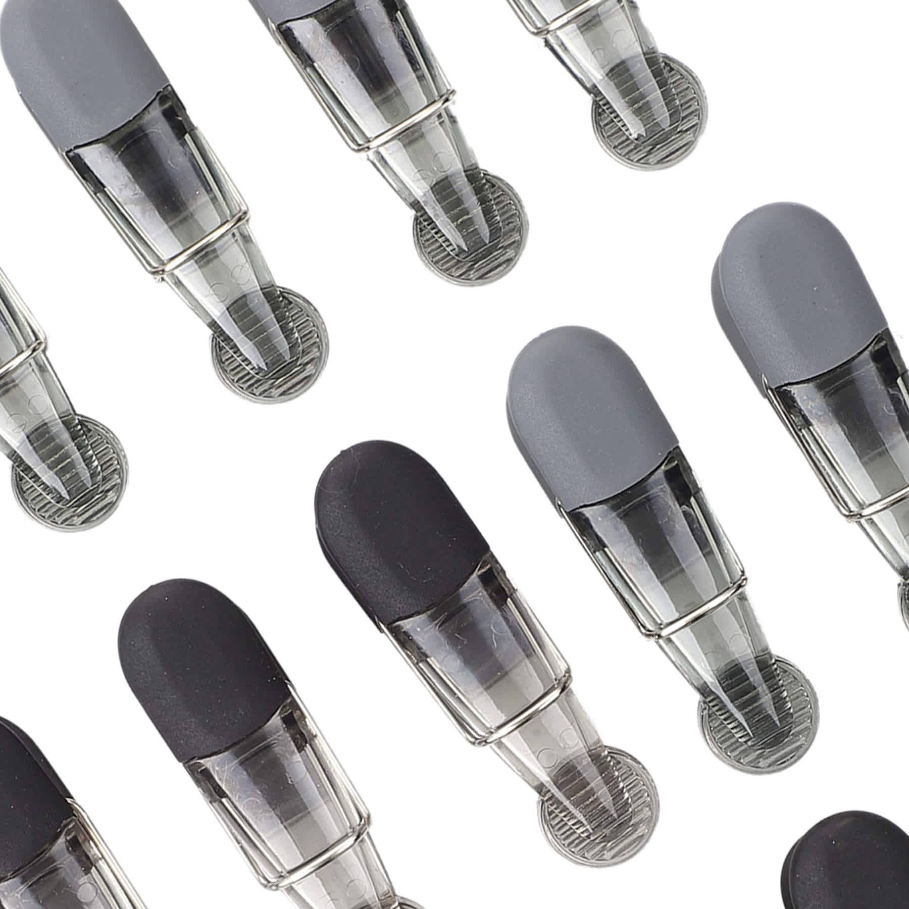15-Piece Grey & Black Bag Clip Set