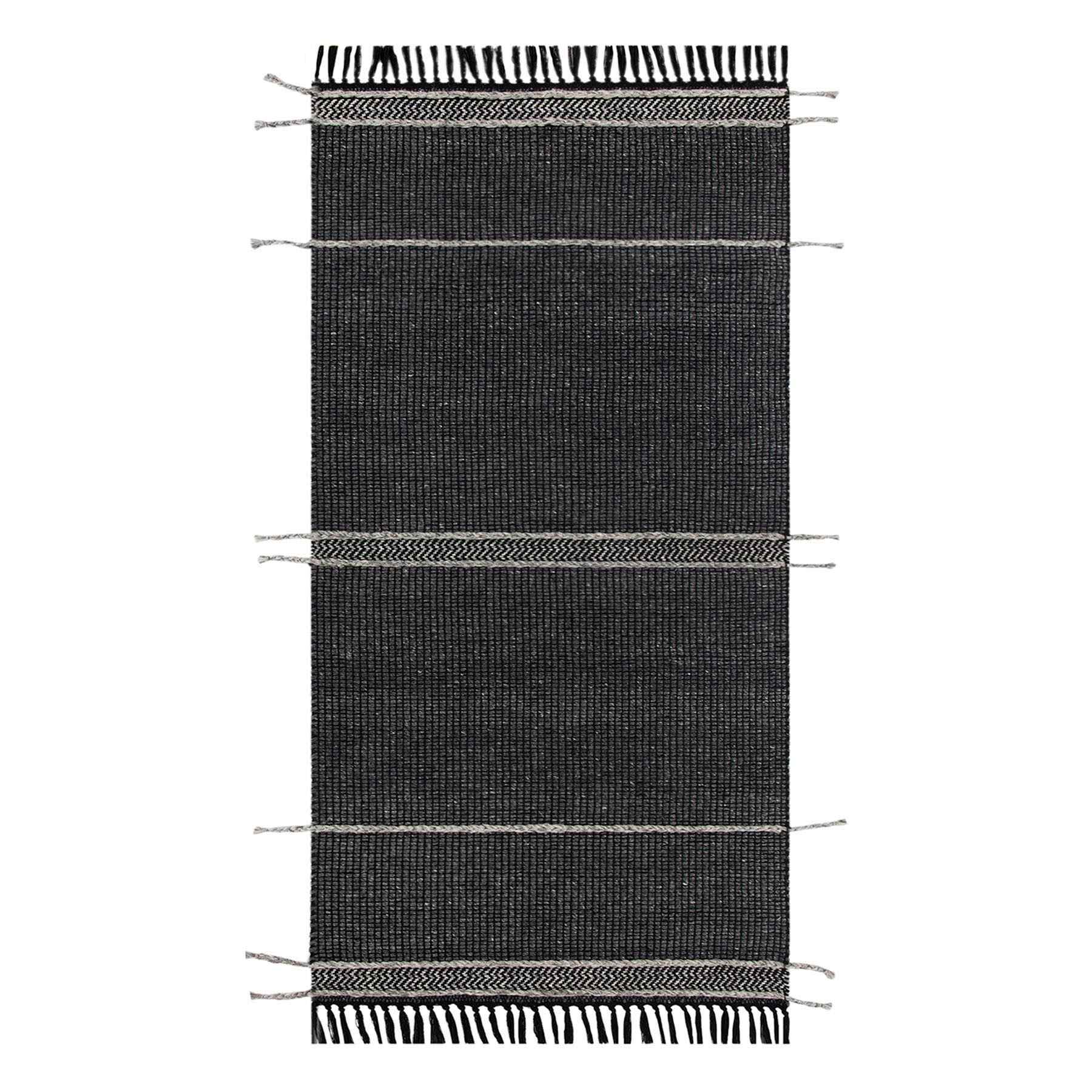 (B817) Hutton Black Flatweave Tassel Accent Rug, 3x5