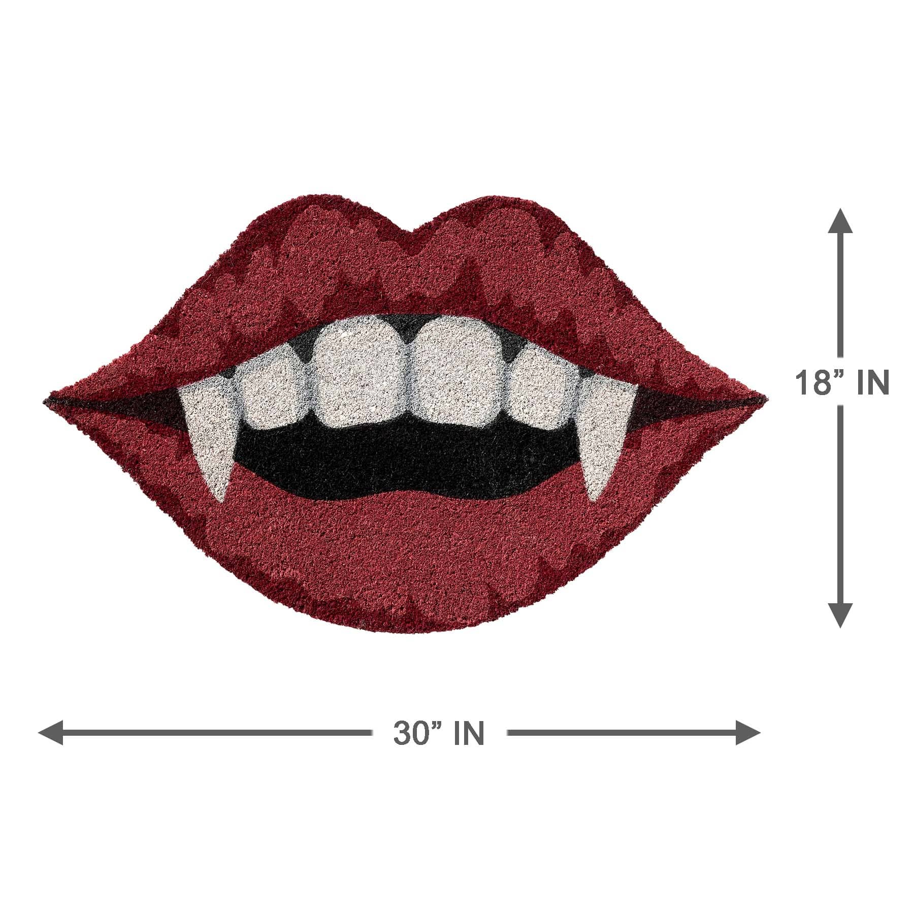 Midnight Shadows Vampire Lips Shaped Coir Mat, 18x30