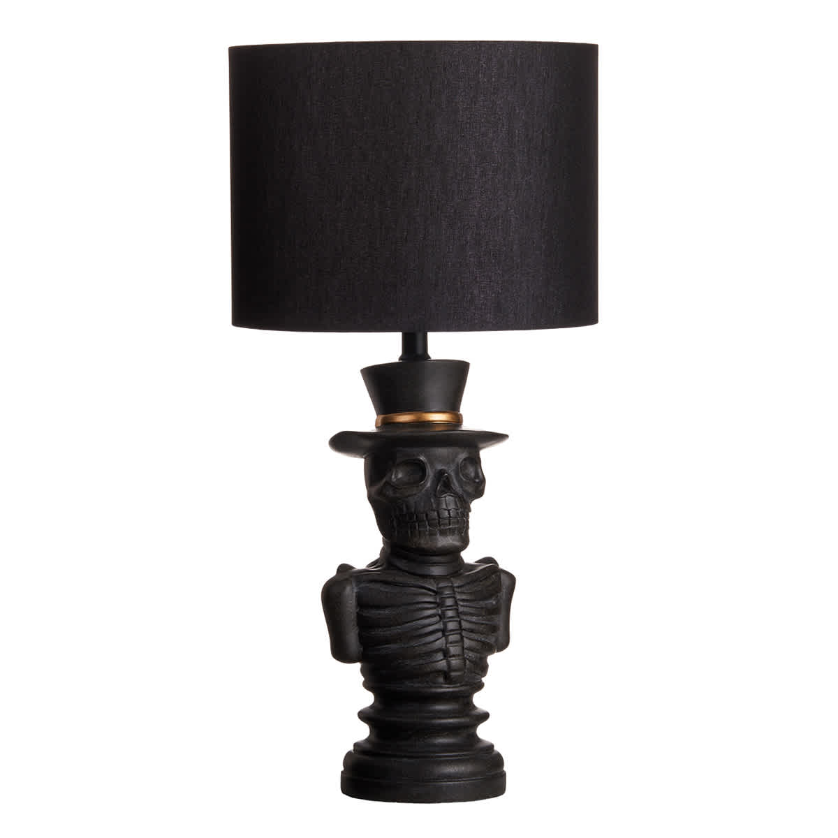Midnight Shadows Black Skeleton Head Lamp with Shade, 24.5"