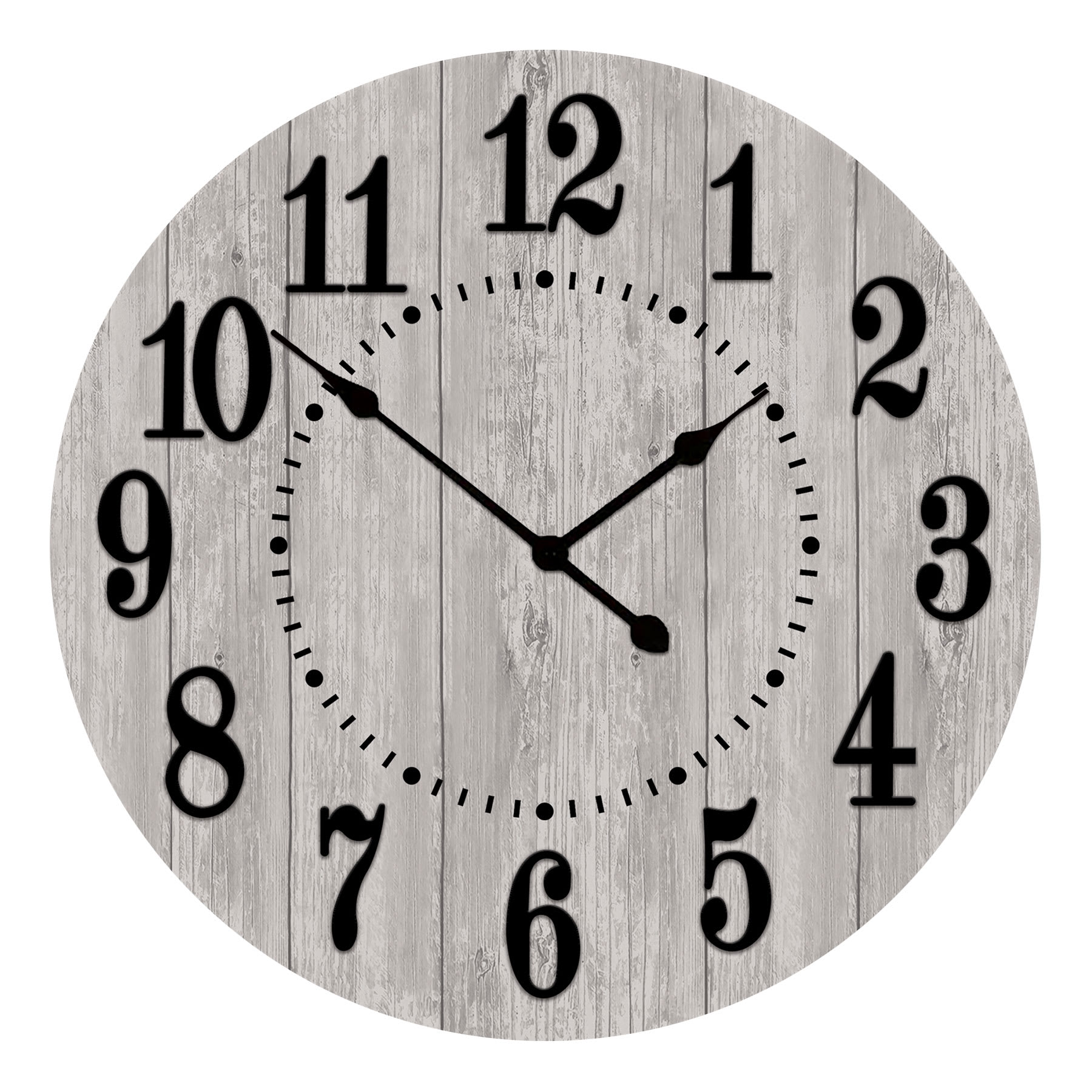 Grey-washed Wood Plank Wall Clock, 14"