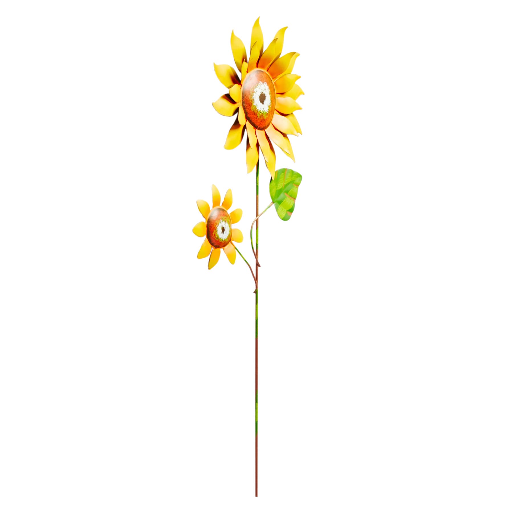 Orange & Yellow Sunflower Metal Yard Pick, 23"