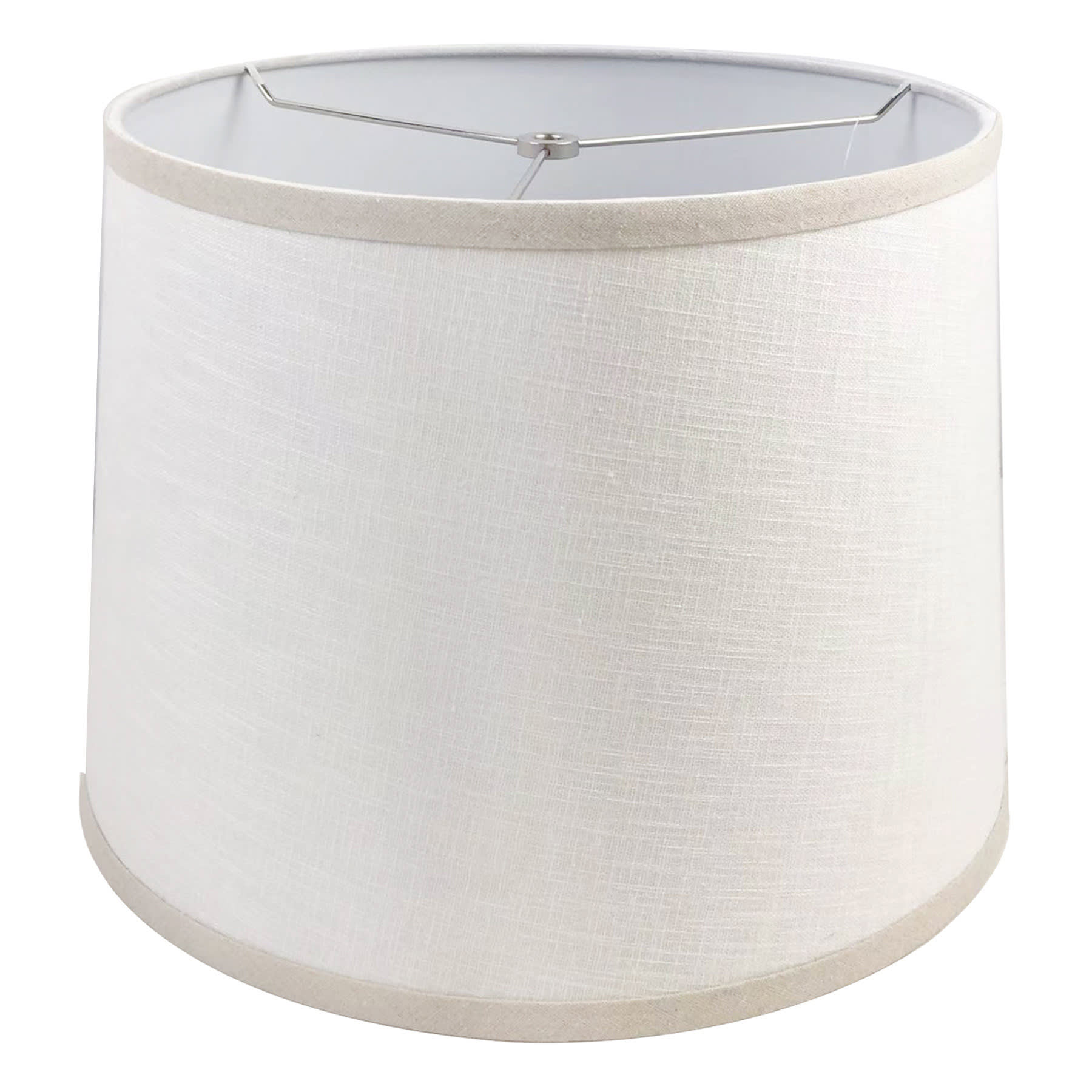 White & Tan Trim Tapered Drum Medium Table Lamp Shade, 12x14x10