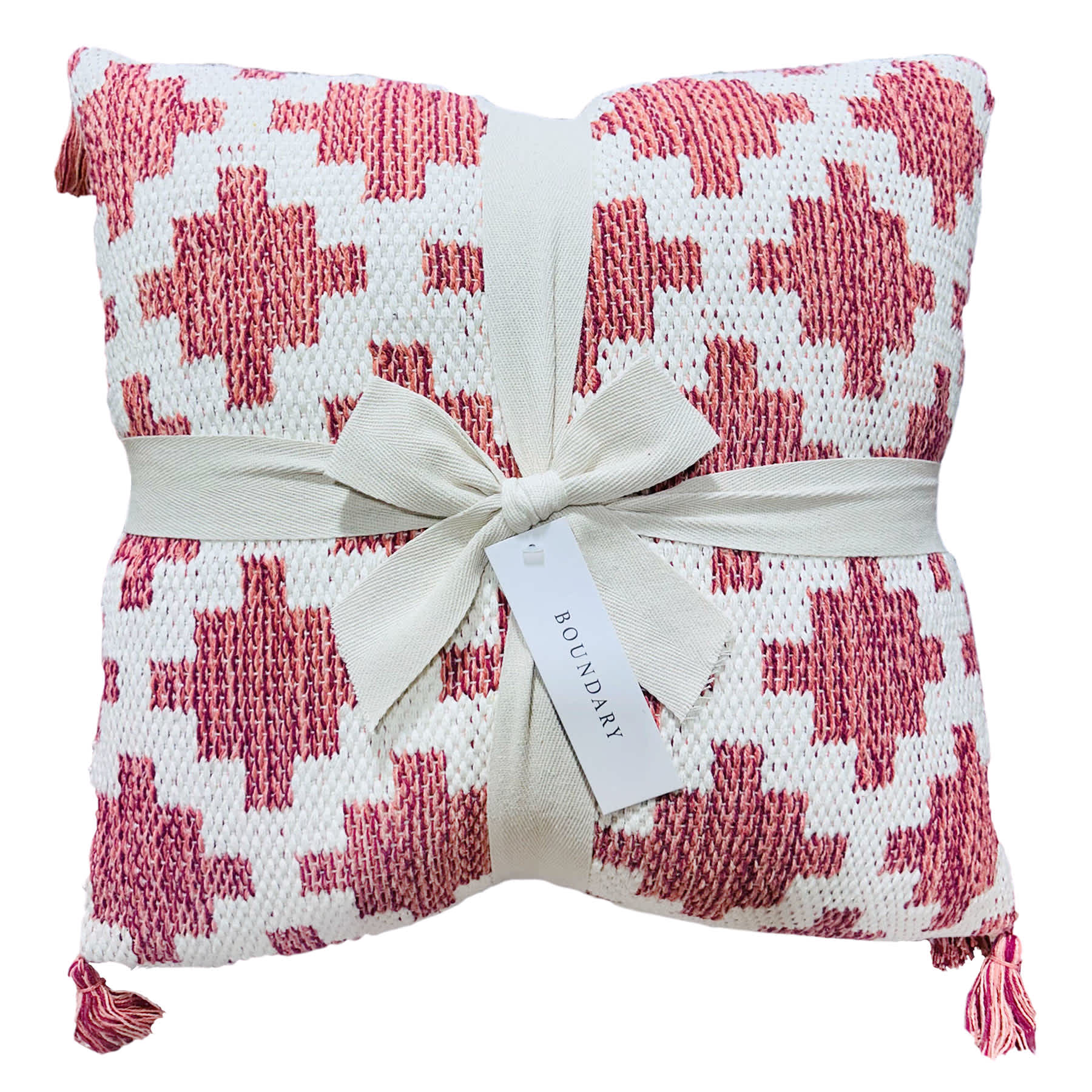 2-Pack Pink Geo Throw Pillow with Tassels, 20"