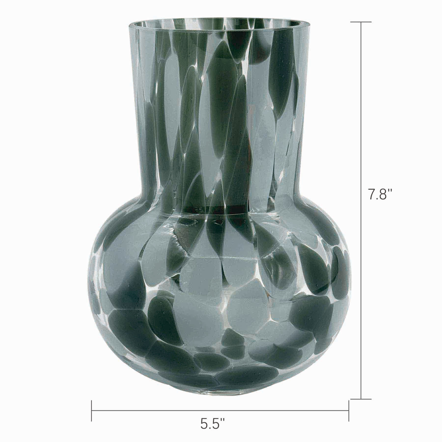 Black & Grey Glass Vase, 8"