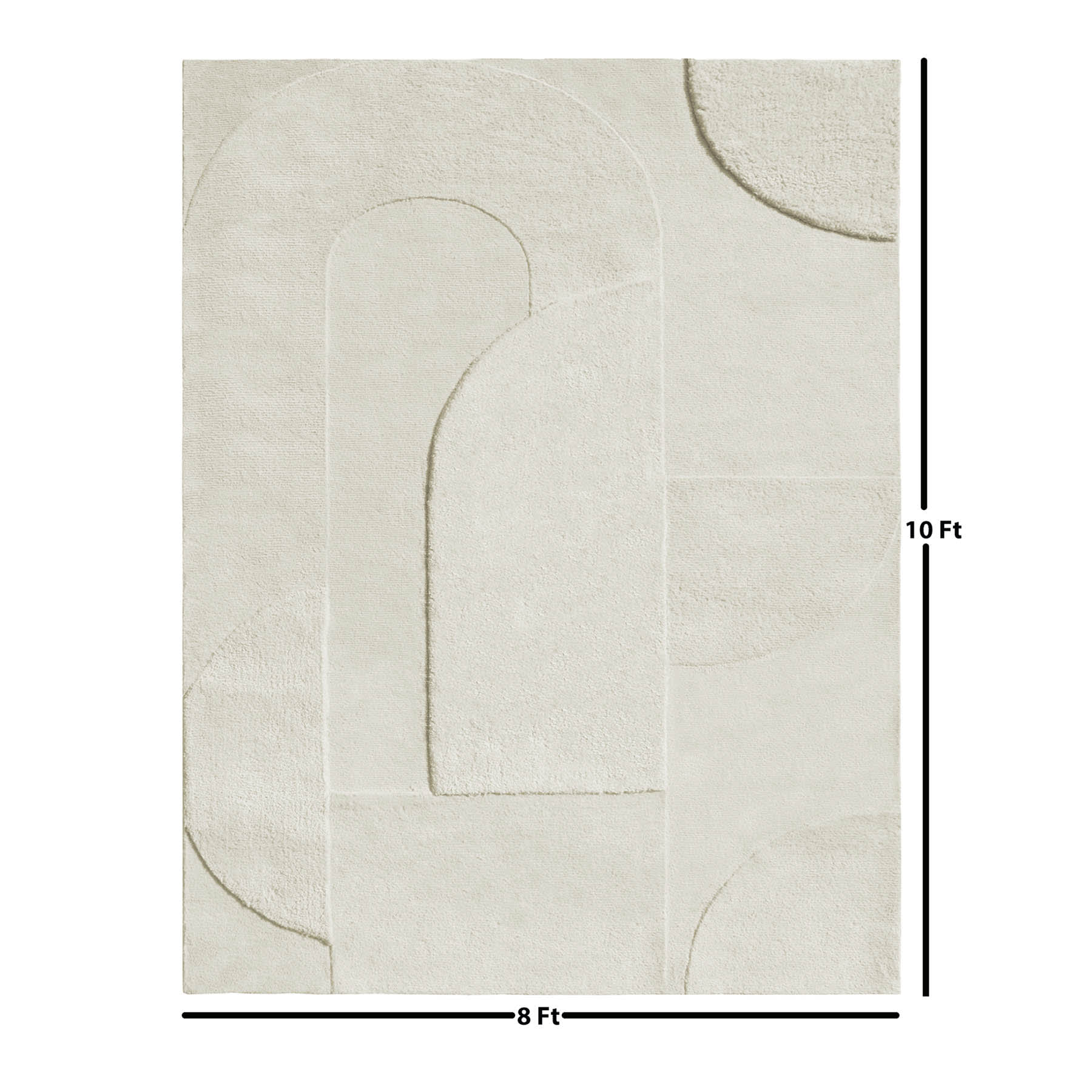 (B884) Crosby St. Ivory High-Low Area Rug, 8x10